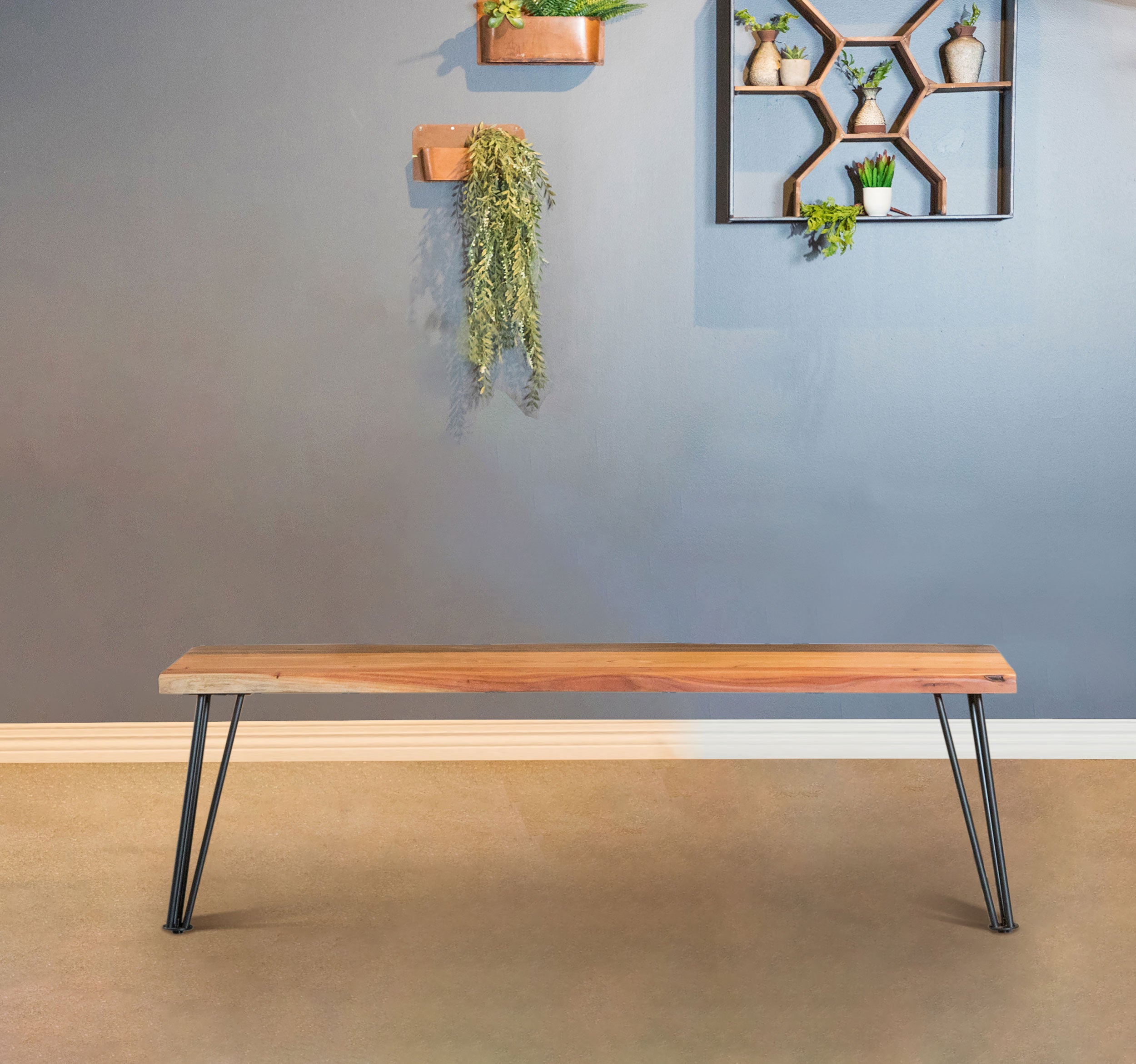 Sherman Wood Dining Bench Natural Acacia — view 2