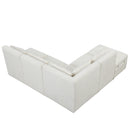 Free-Combined Sectional Sofa 5-seater Modular Couches with Storage Ottoman, 5 Pillows for Living Room, Bedroom, Office, Cream