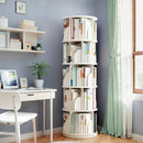 5 Tier Rotating Bookshelf, 360° Spinning Design, Space Saving Storage, For Home And Office - White