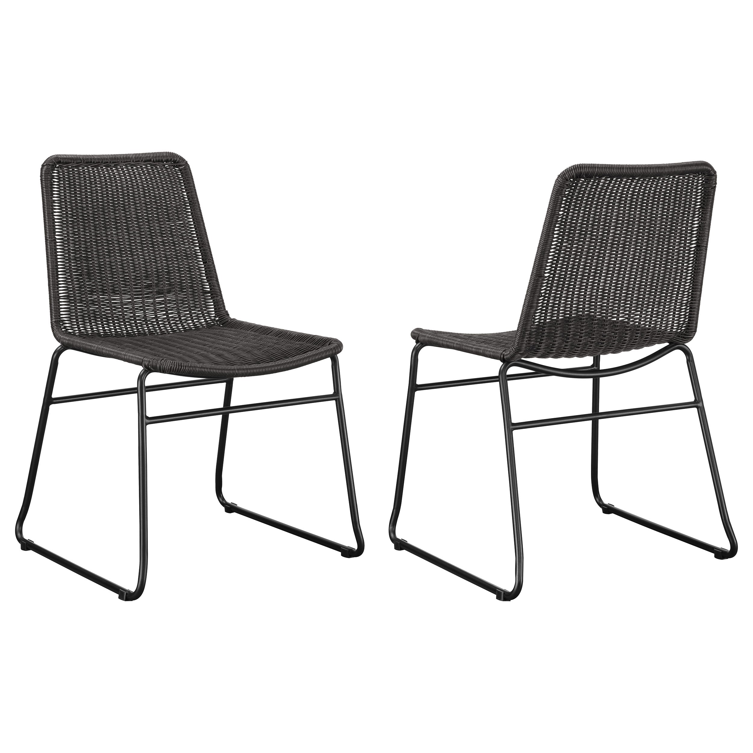 Dacy Faux Rattan Metal Dining Side Chair Brown (Set of 2) — view 1