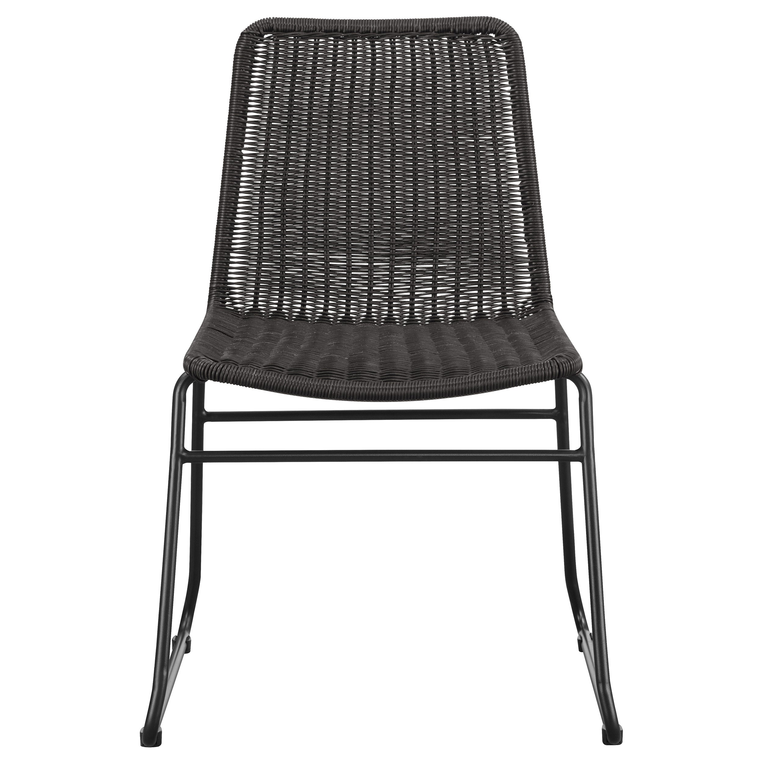 Dacy Faux Rattan Metal Dining Side Chair Brown (Set of 2) — view 4