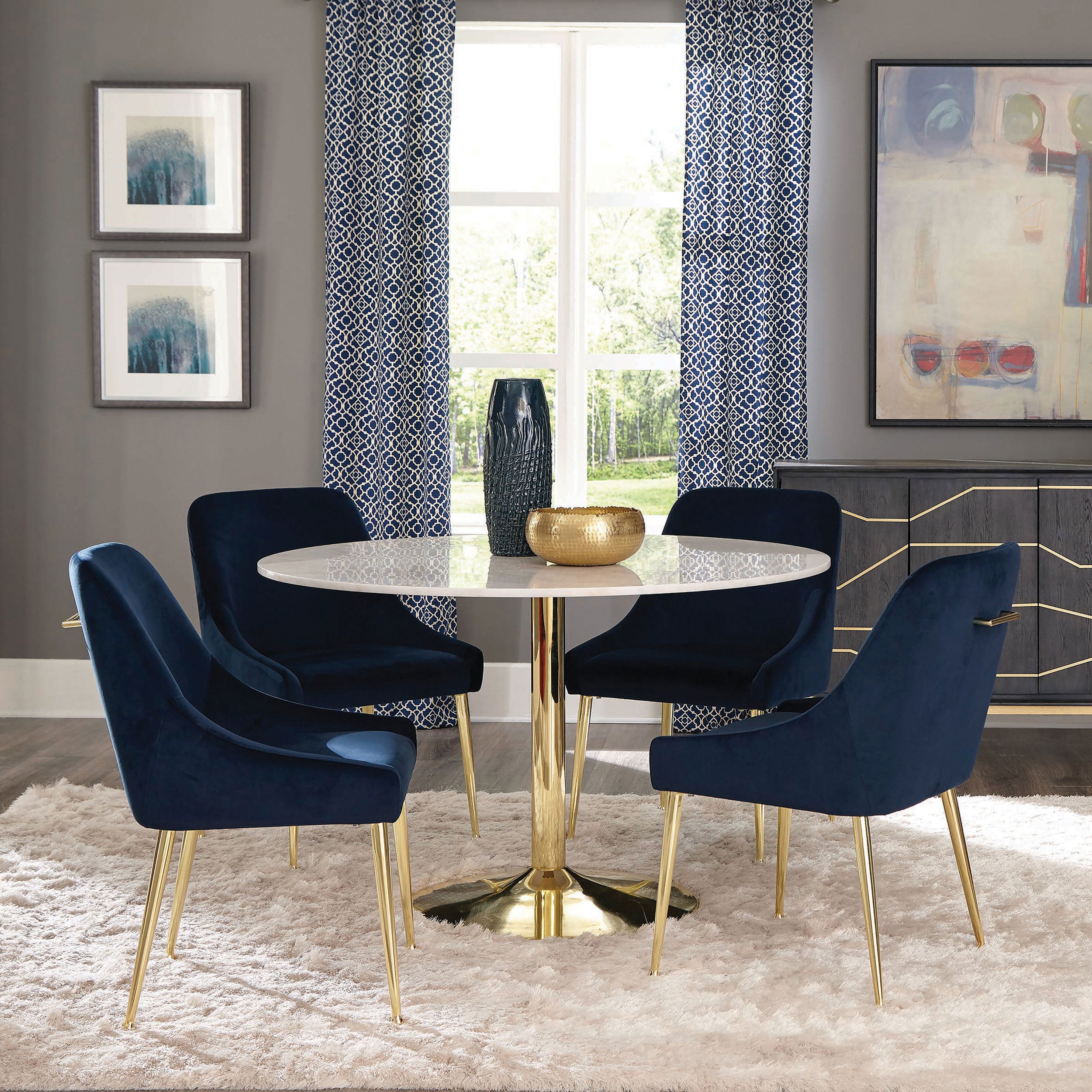 Kella Round 50-inch Marble Top Dining Table White Marble — view 6