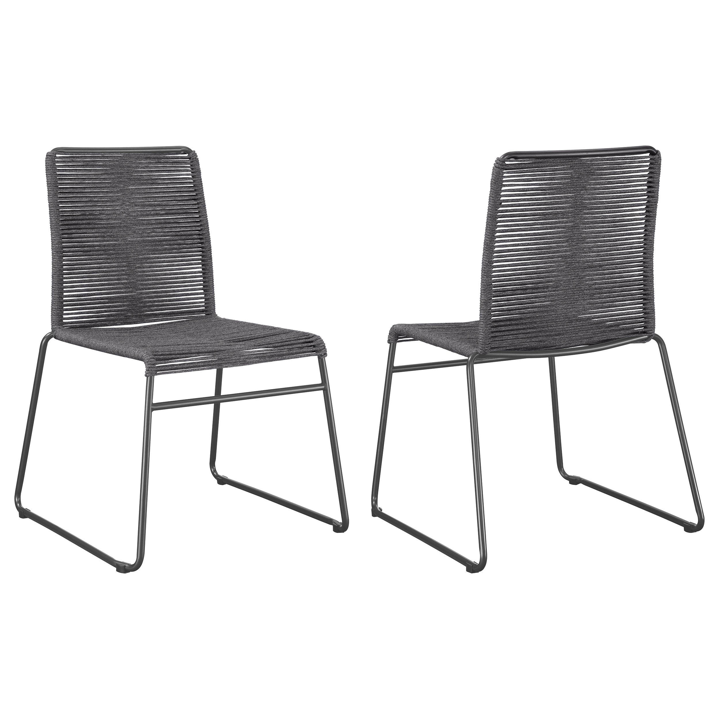 Jerome Woven Rope Stackable Side Chair Charcoal (Set of 2) — view 1