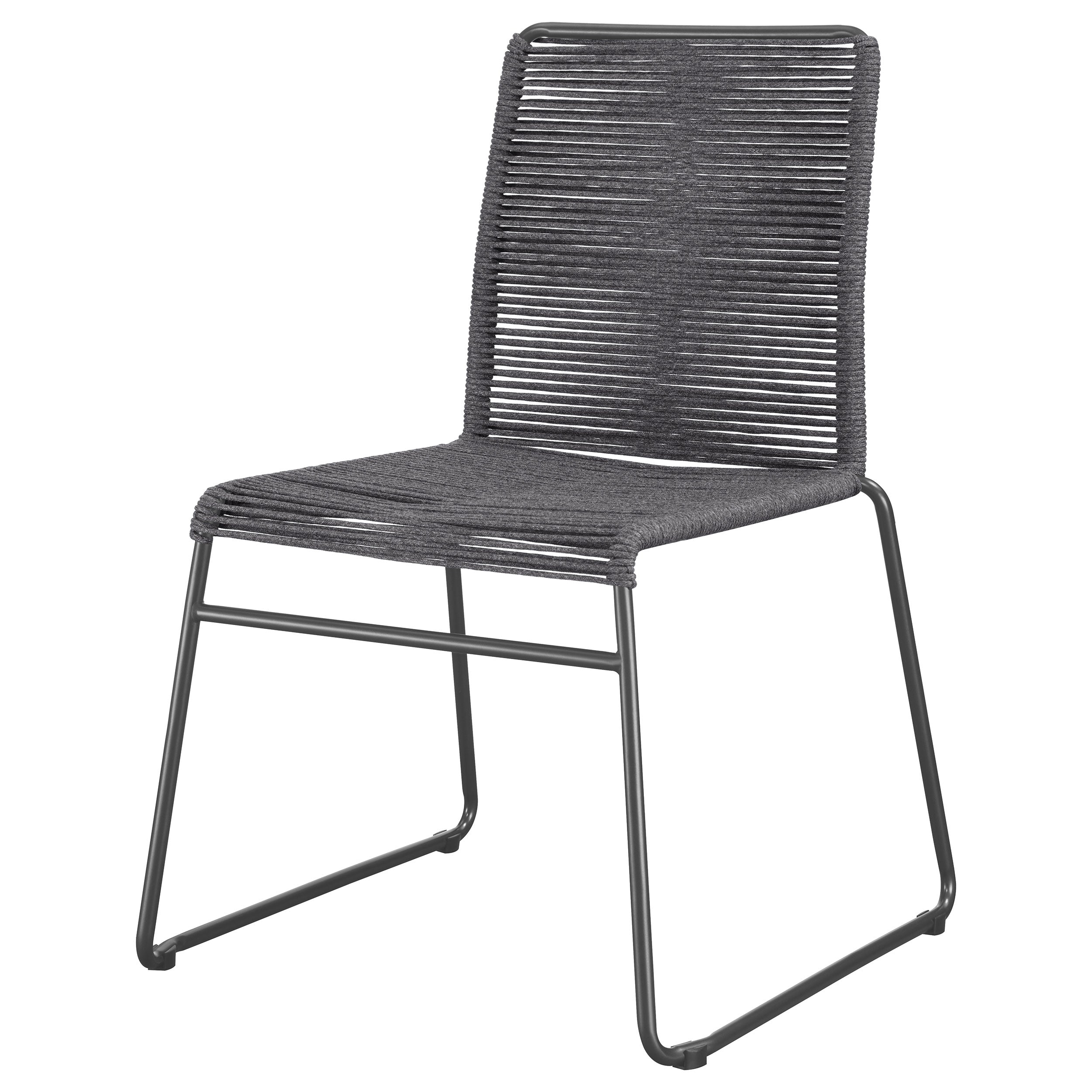 Jerome Woven Rope Stackable Side Chair Charcoal (Set of 2) — view 5
