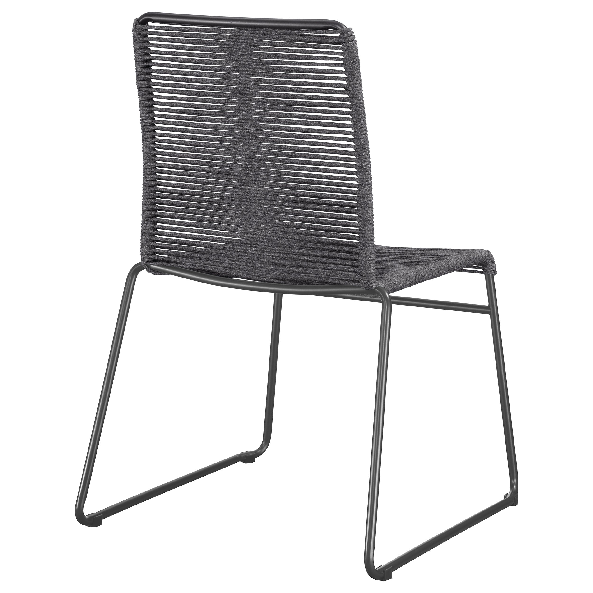 Jerome Woven Rope Stackable Side Chair Charcoal (Set of 2) — view 8
