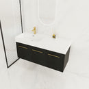 Contemporary 48" Wall Mounted Bathroom Vanity With Resin Sink And Soft Closing Doors And Line - Black Chestnut