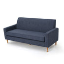 Mid Century Modern 3 Seater Sofa With Button Tufting - Dark Blue