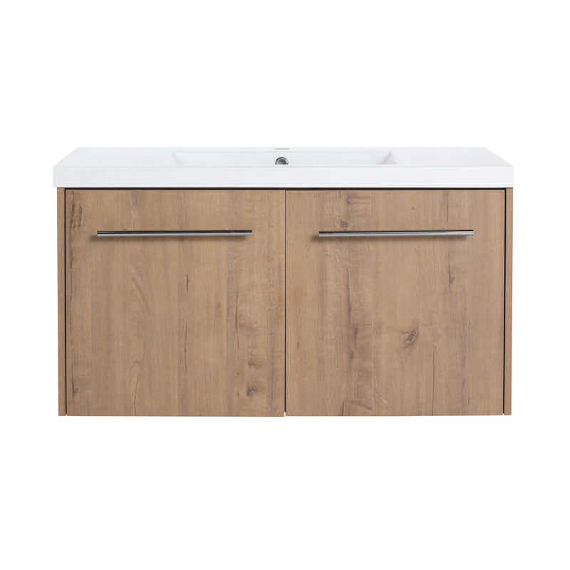 Modern Floating Bathroom Vanity With Resin Sink, Soft Close Doors