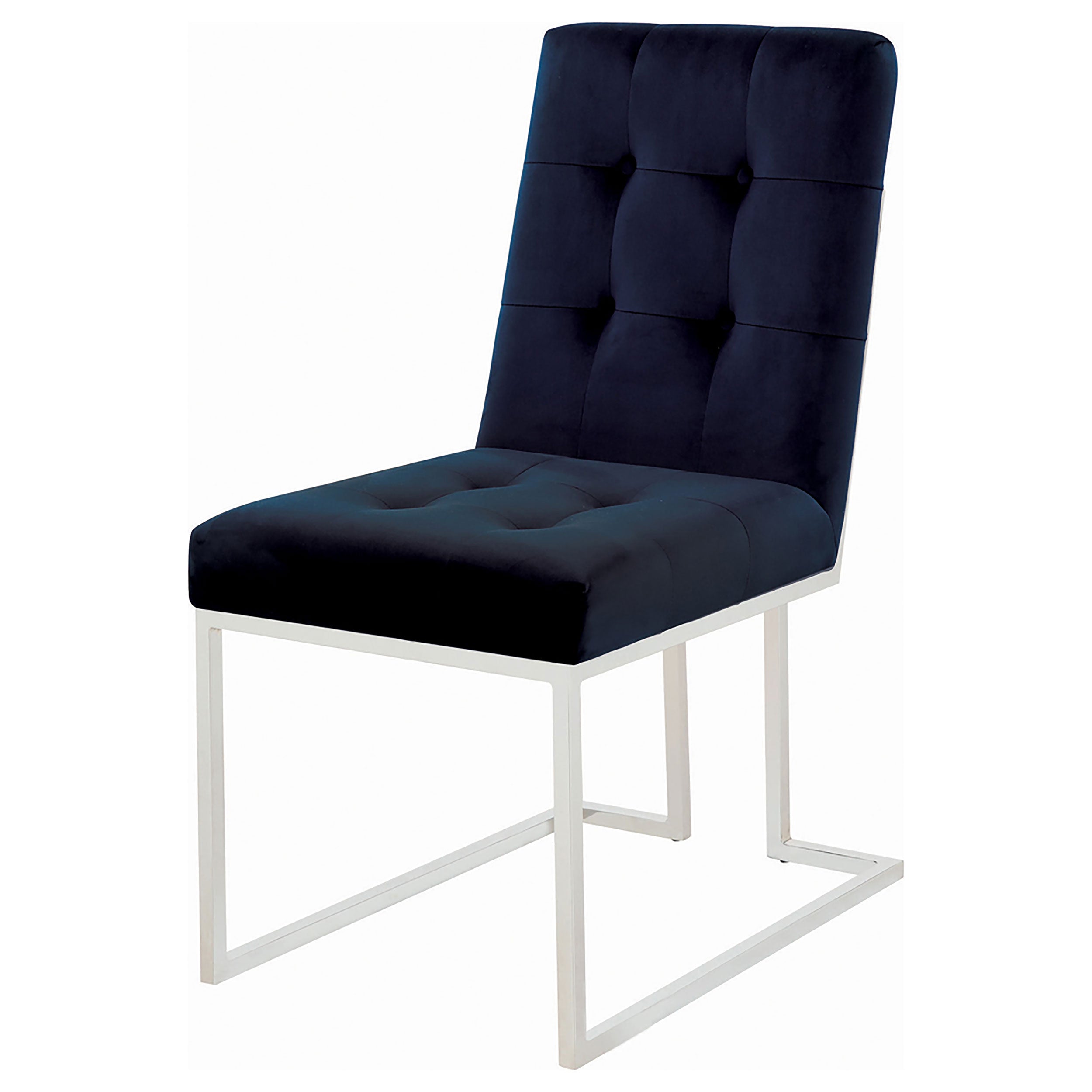 Cisco Velvet Upholstered Dining Side Chair Chrome (Set of 2) — view 4