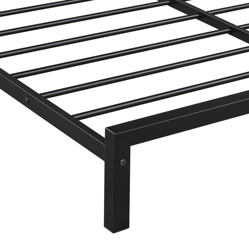 Metal Platform Bed With House-Shaped Headboard Design