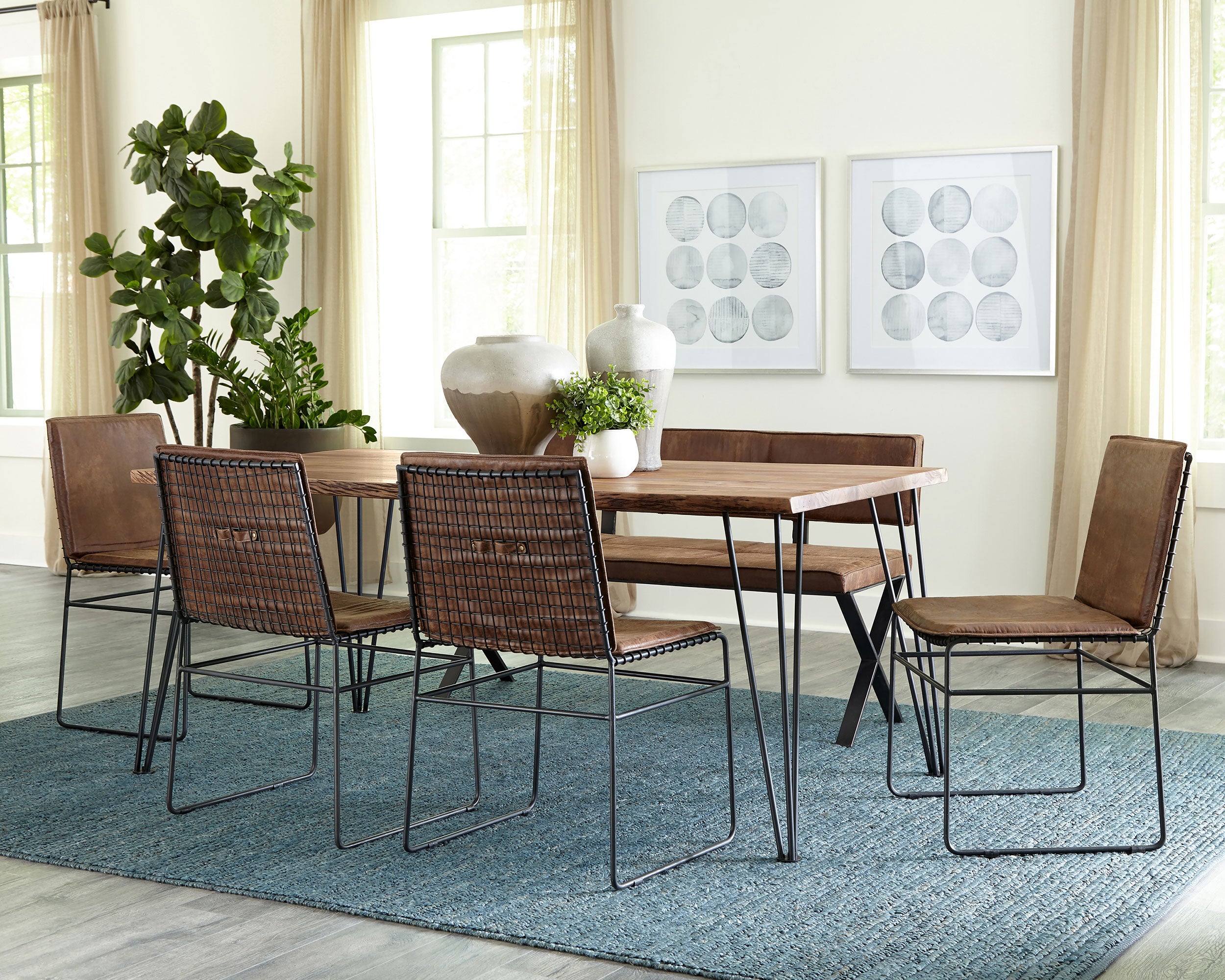Abbott Metal Dining Side Chair Antique Brown (Set of 2) — view 5