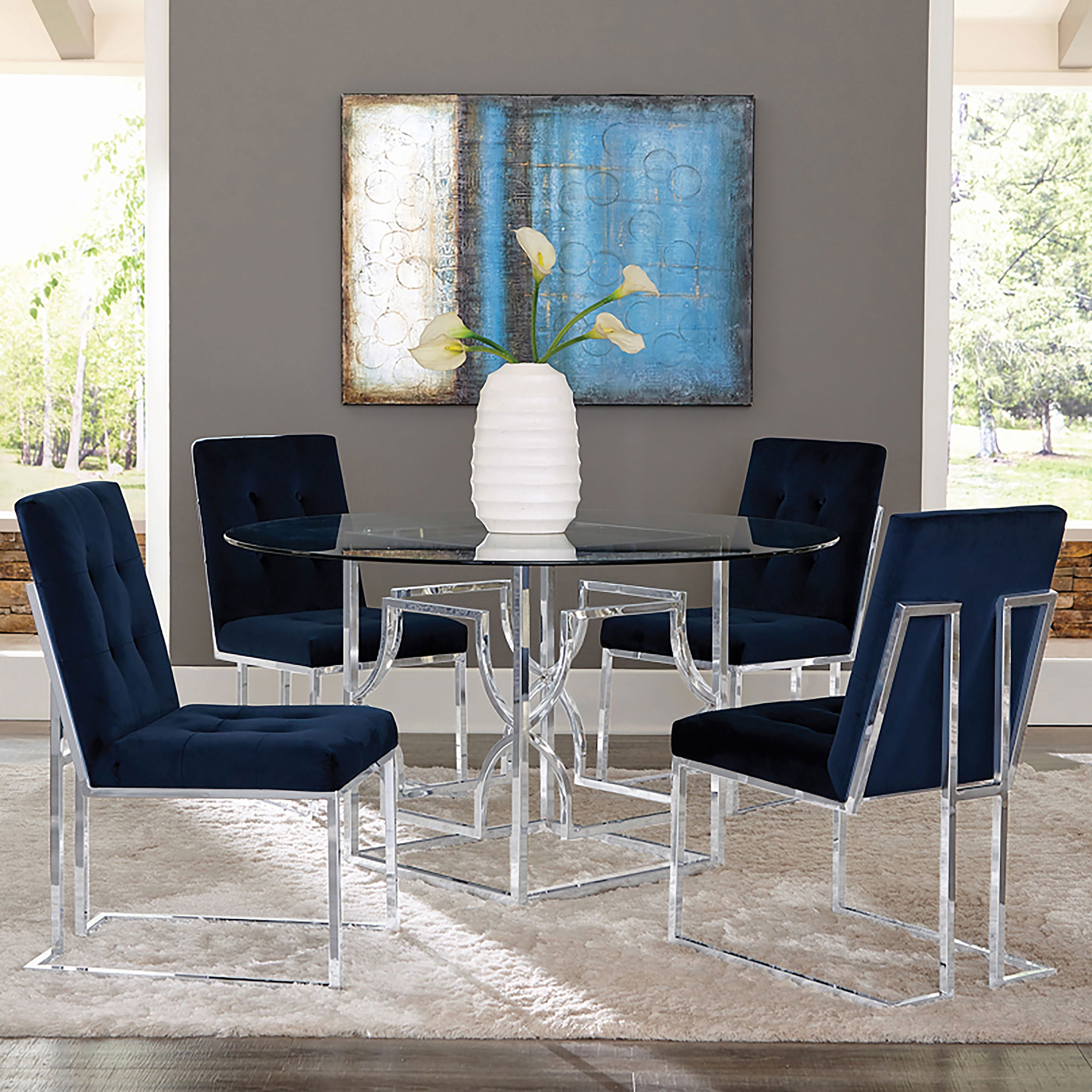 Starlight Square Metal Dining Table Base Chrome — view 3