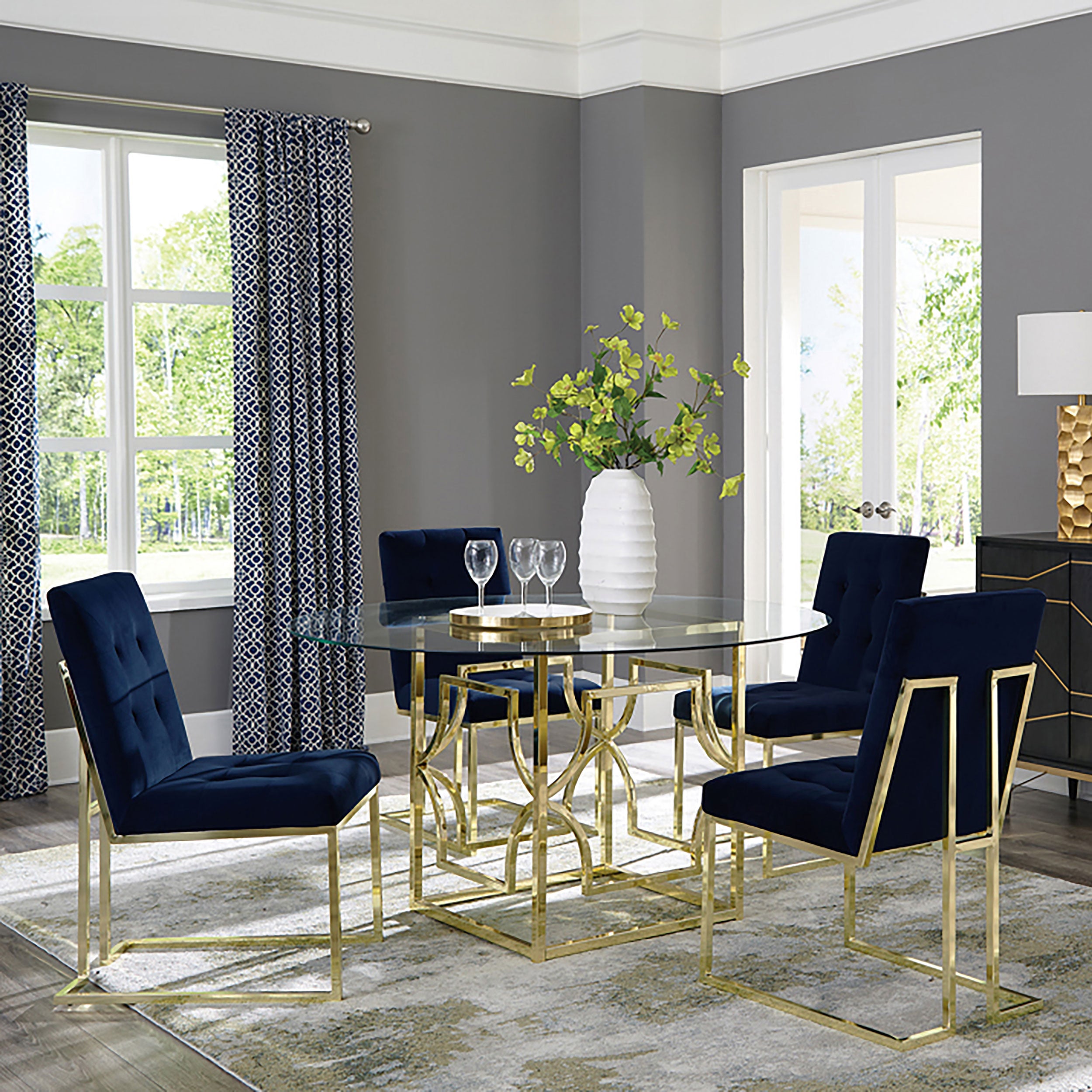 Starlight Square Metal Dining Table Base Brass — view 3