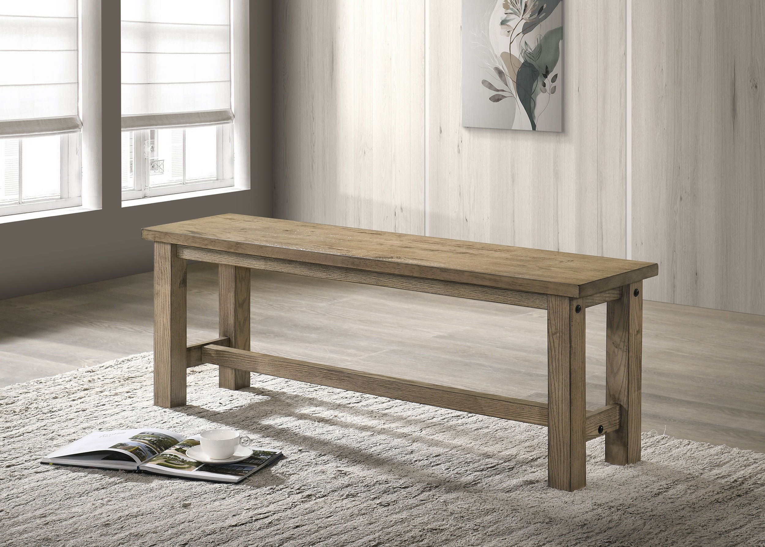 Cardova 51-inch Solid Wood Dining Bench Vineyard Oak — view 2