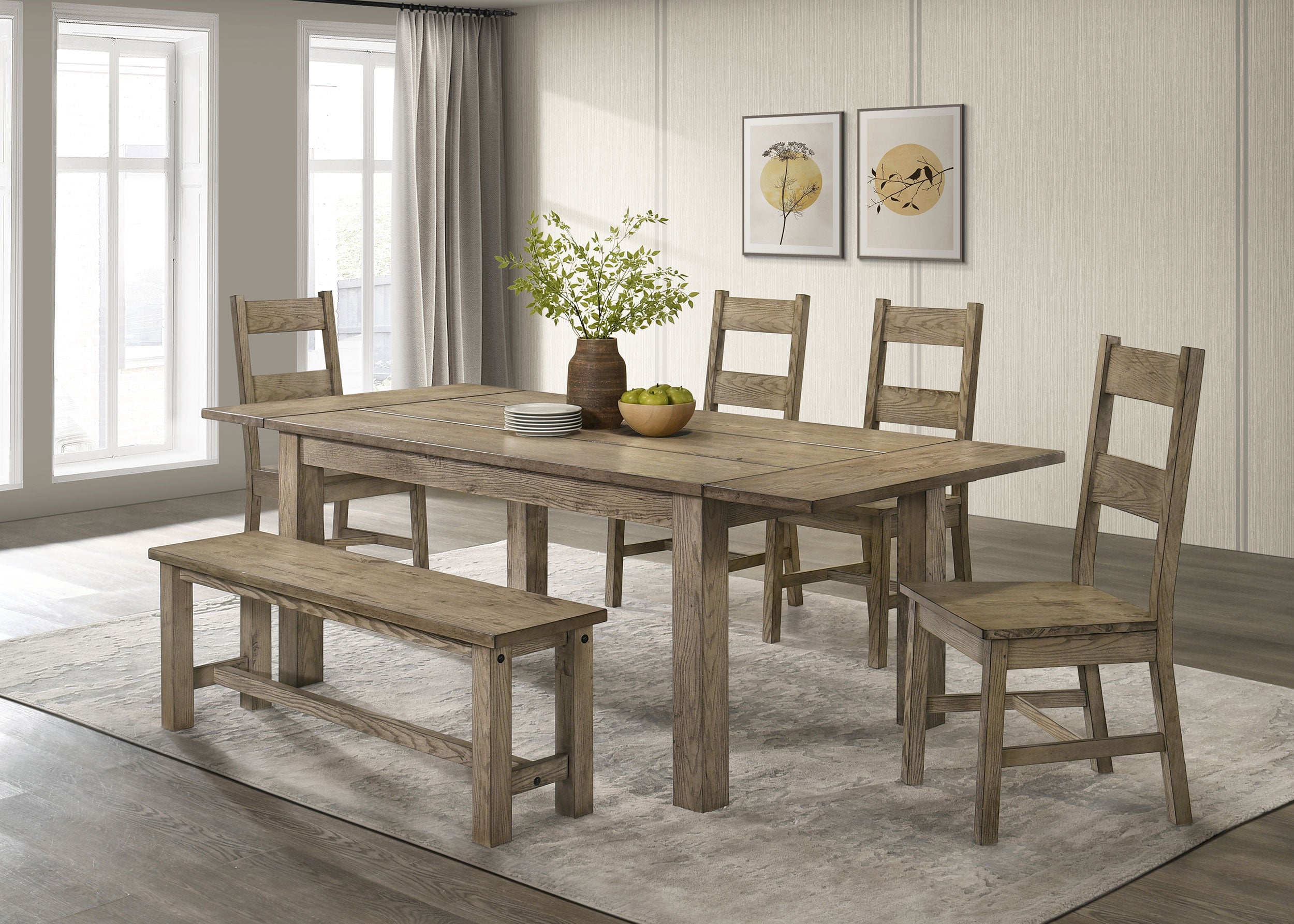 Cardova 51-inch Solid Wood Dining Bench Vineyard Oak — view 9