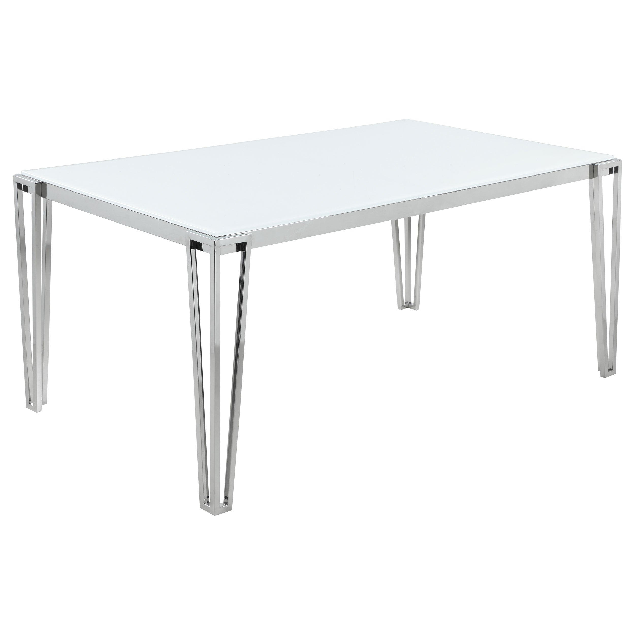 Pauline Rectangular 64-inch Glass Top Dining Table Chrome — view 1