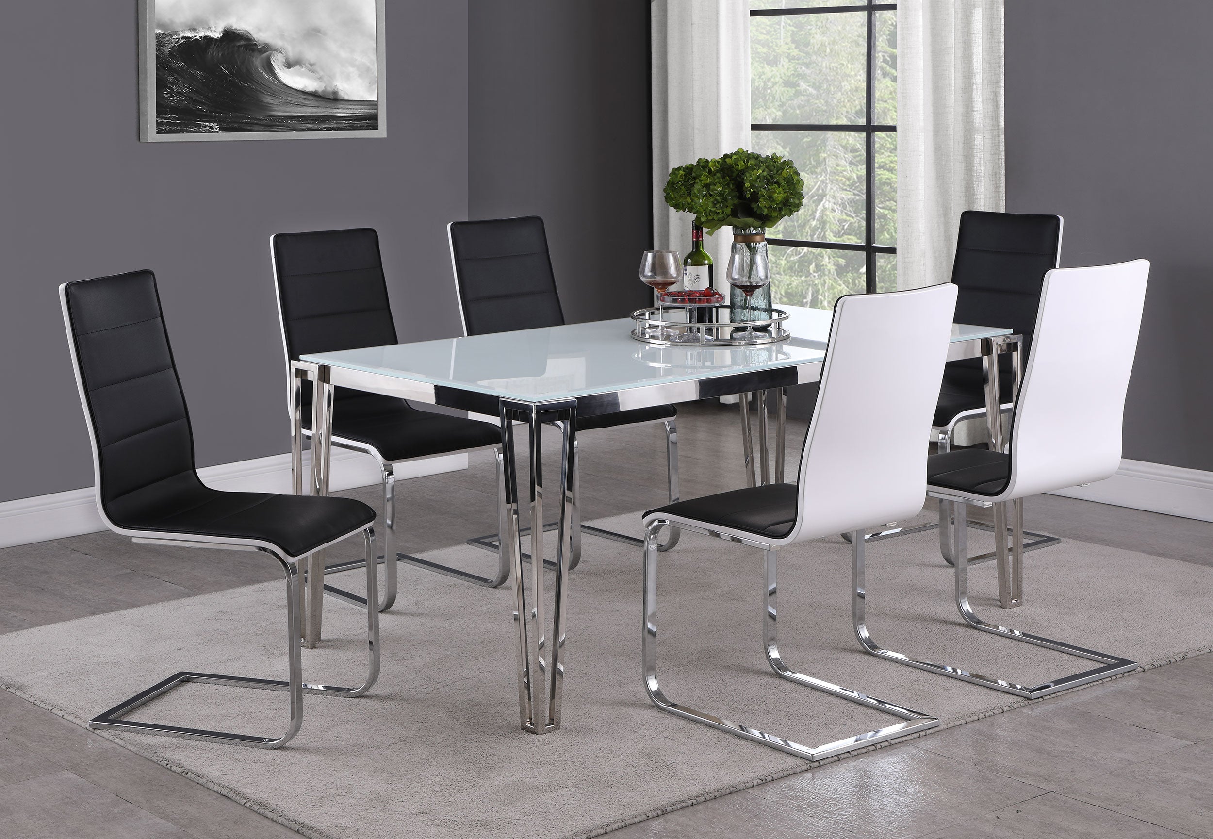 Pauline Rectangular 64-inch Glass Top Dining Table Chrome — view 7