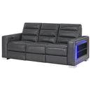 Yamein - Power Reclining Sofa With Bookcase Arms And LED Lights - Charcoal