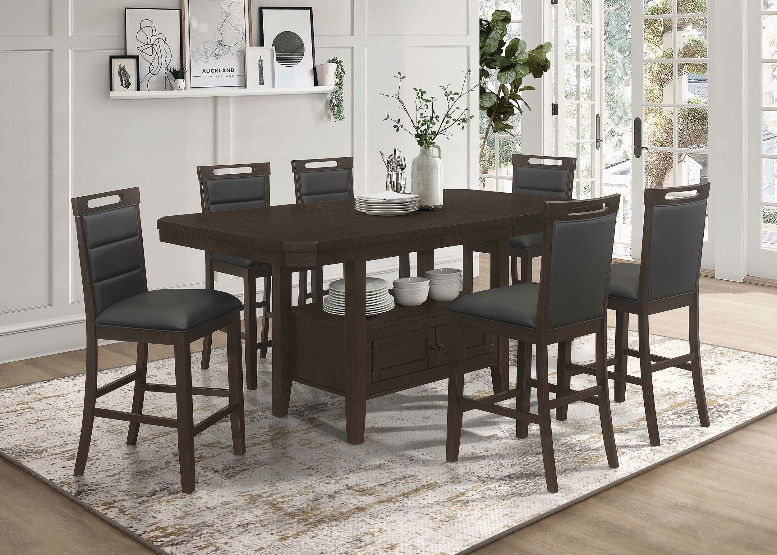 Prentiss Upholstered Counter Chair Cappuccino (Set of 2) — view 11