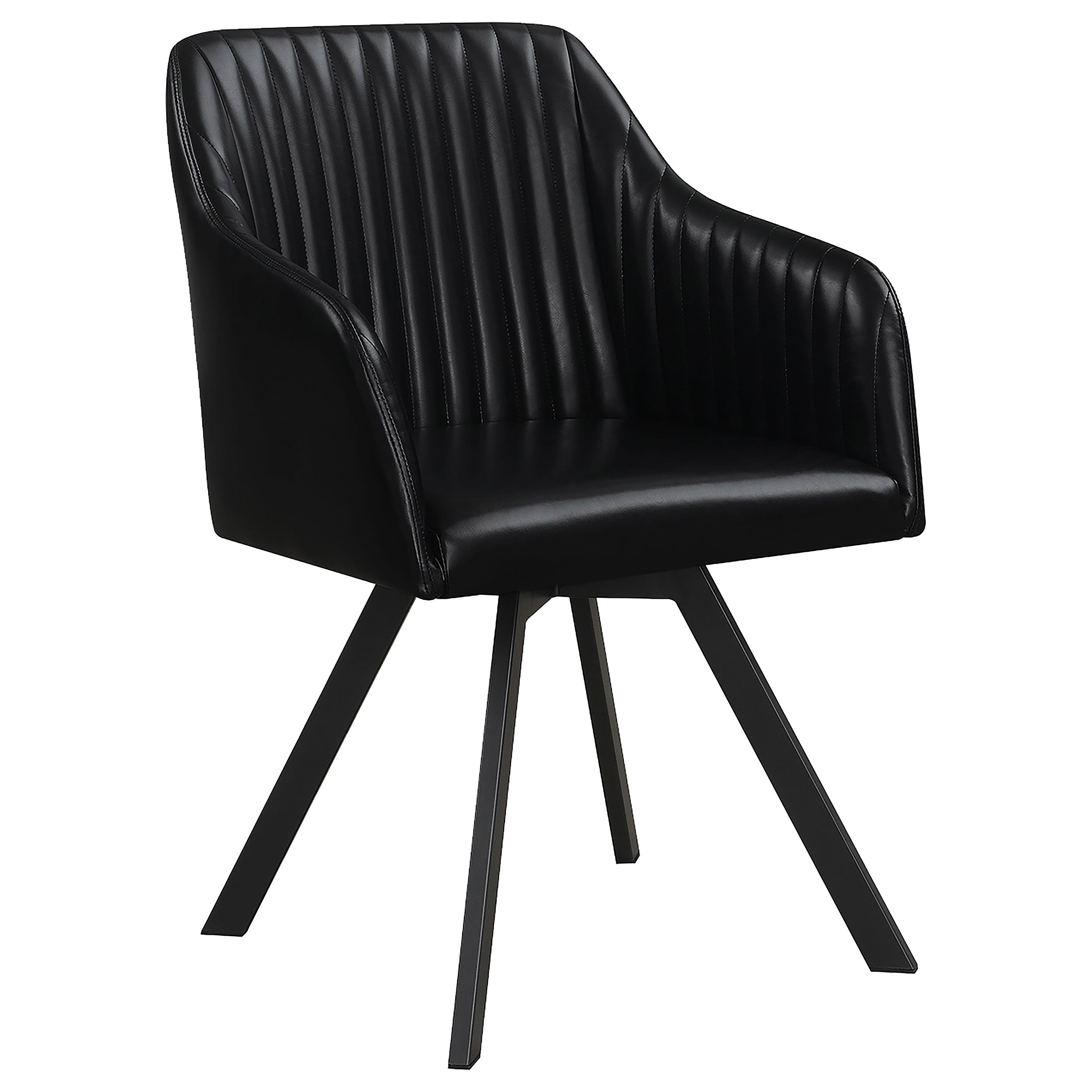 Arika Leatherette Upholstered Swivel Dining Arm Chair Black — view 1