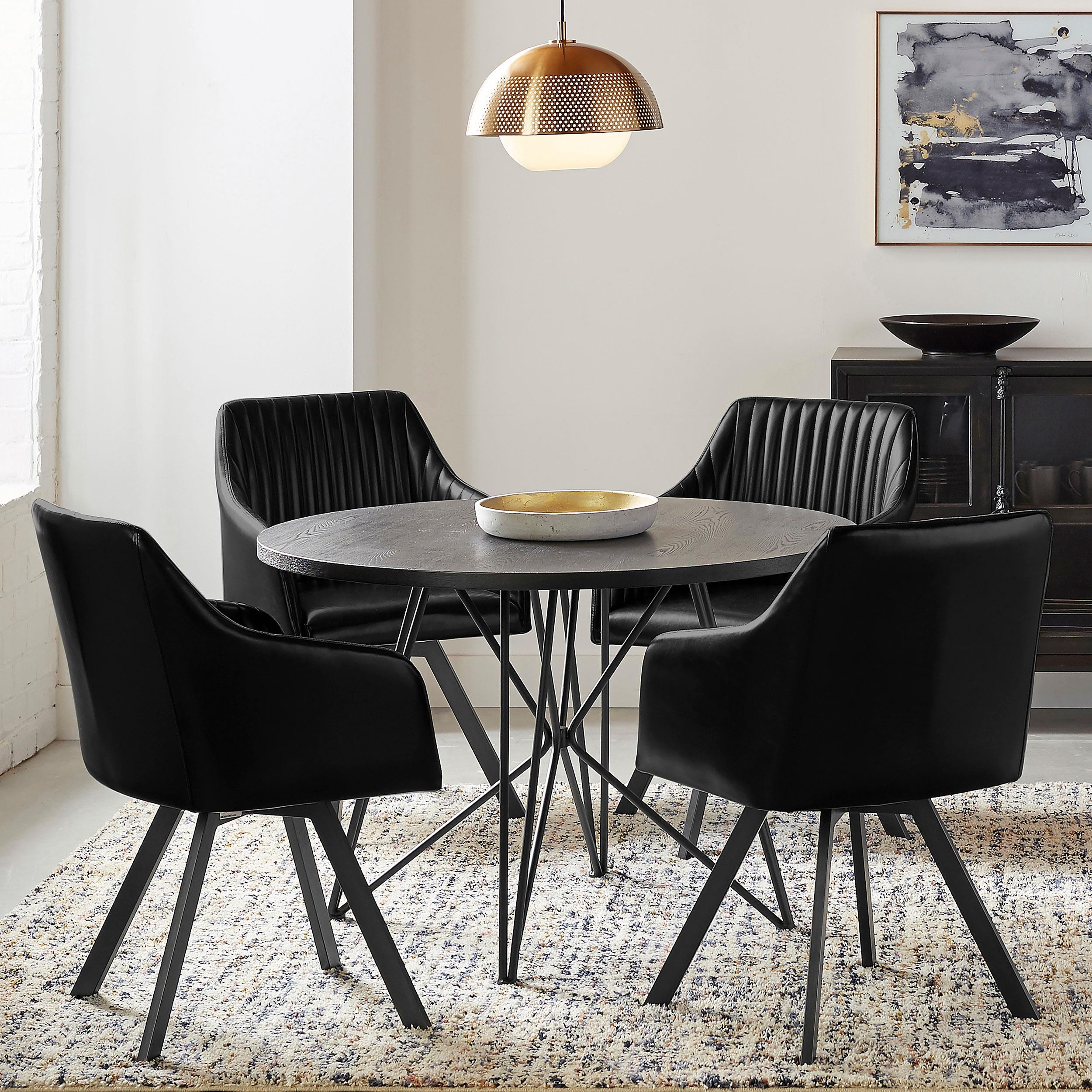 Arika Leatherette Upholstered Swivel Dining Arm Chair Black — view 7