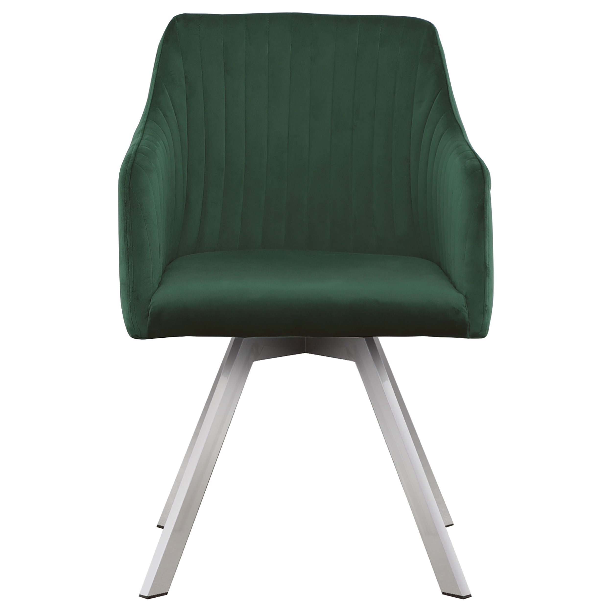 Arika Velvet Upholstered Swivel Dining Arm Chair Green — view 3