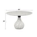 Koen - Round Dining Table, Engineering Marble Top - White & Black