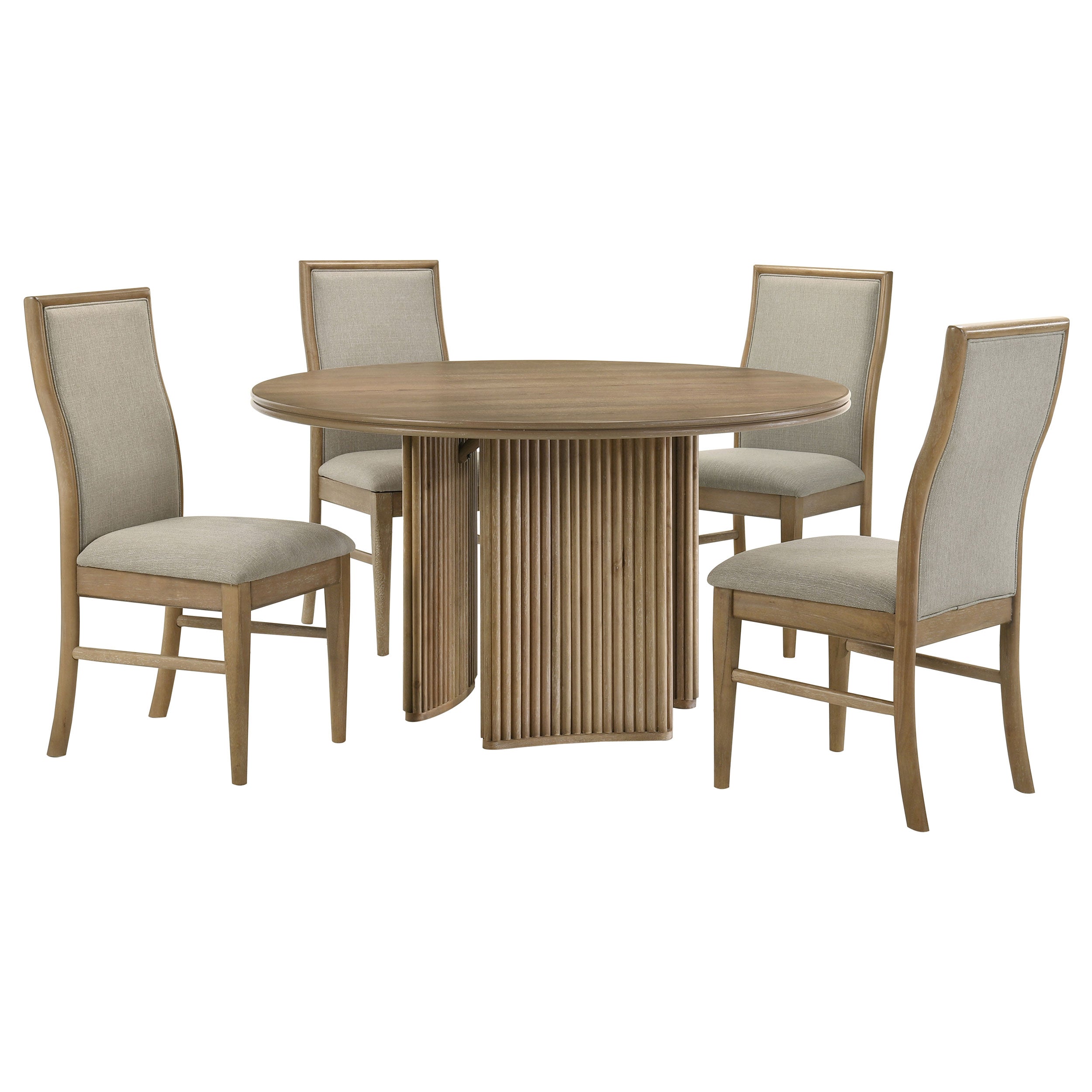 Adina 5-piece Round Dining Table Set Distressed Light Brown — view 2