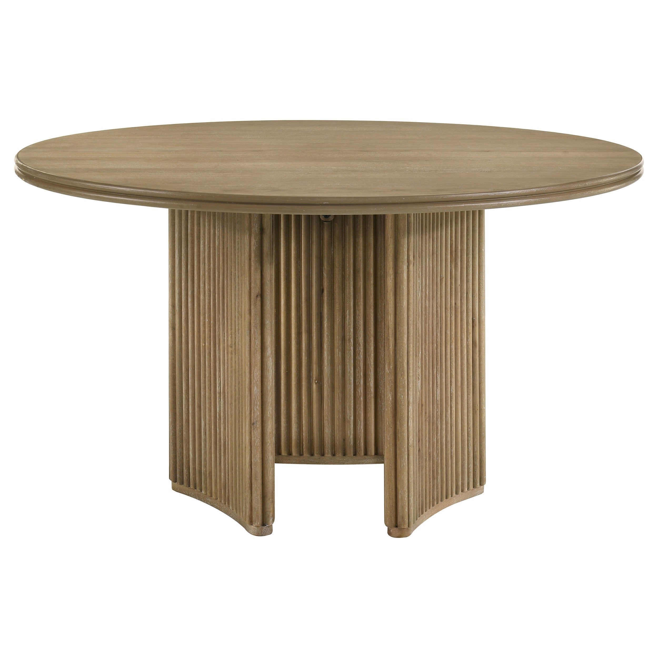 Adina 53-inch Round Wood Dining Table Distressed Light Brown — view 3