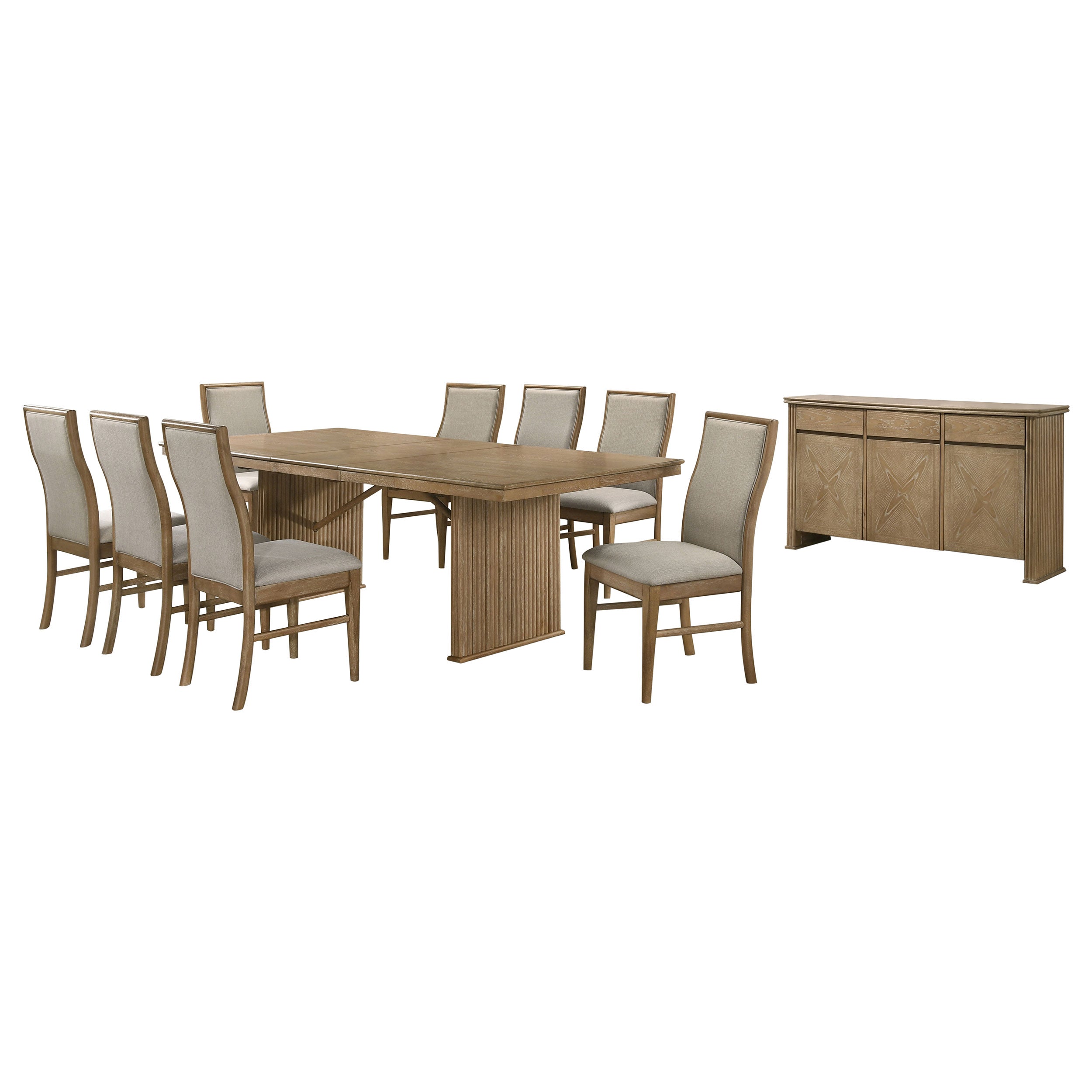 Adina 10-piece Extension Dining Set Distressed Light Brown — view 2