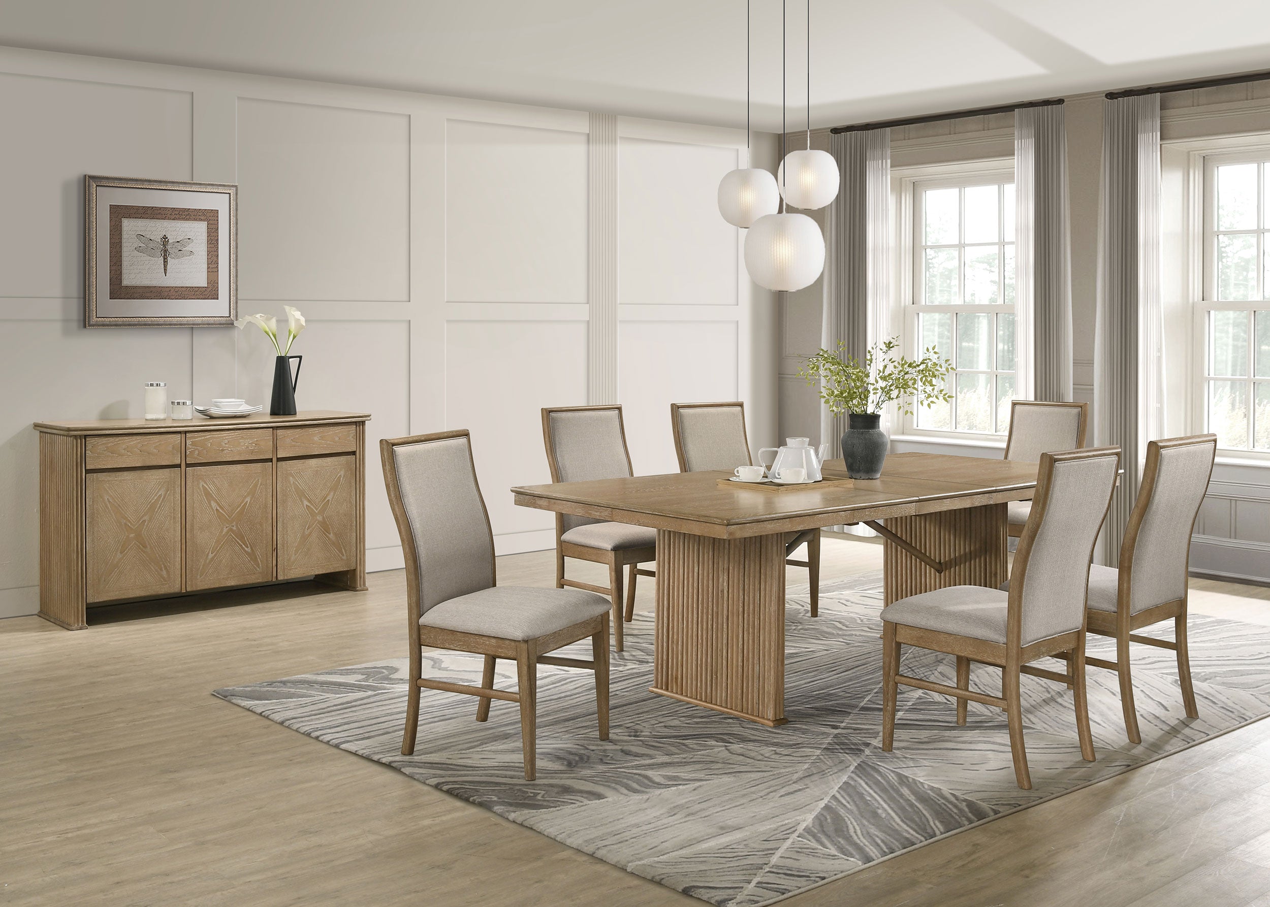 Adina 8-piece Extension Dining Set Distressed Light Brown — view 1