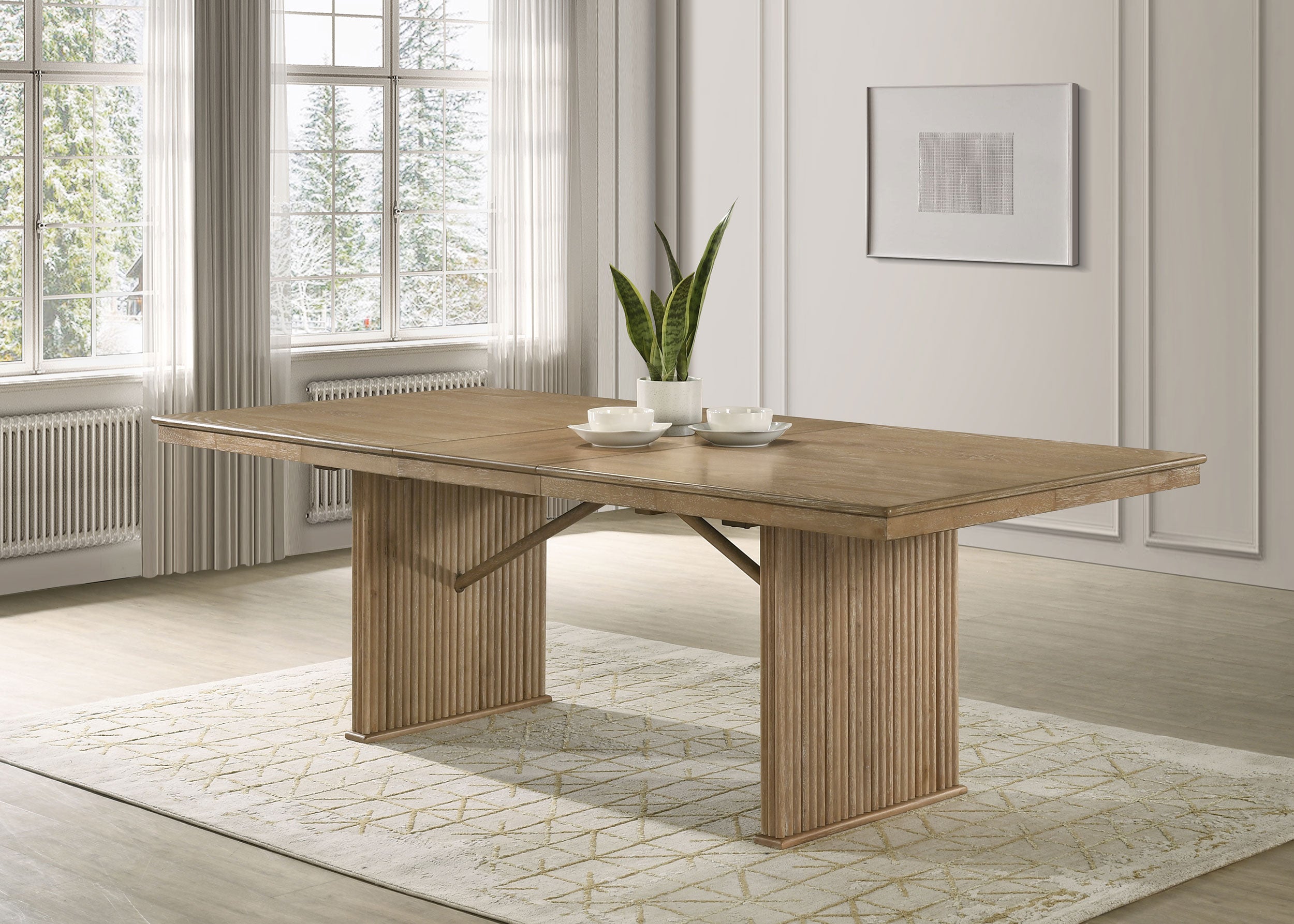 Adina 89-inch Extension Dining Table Distressed Light Brown — view 2
