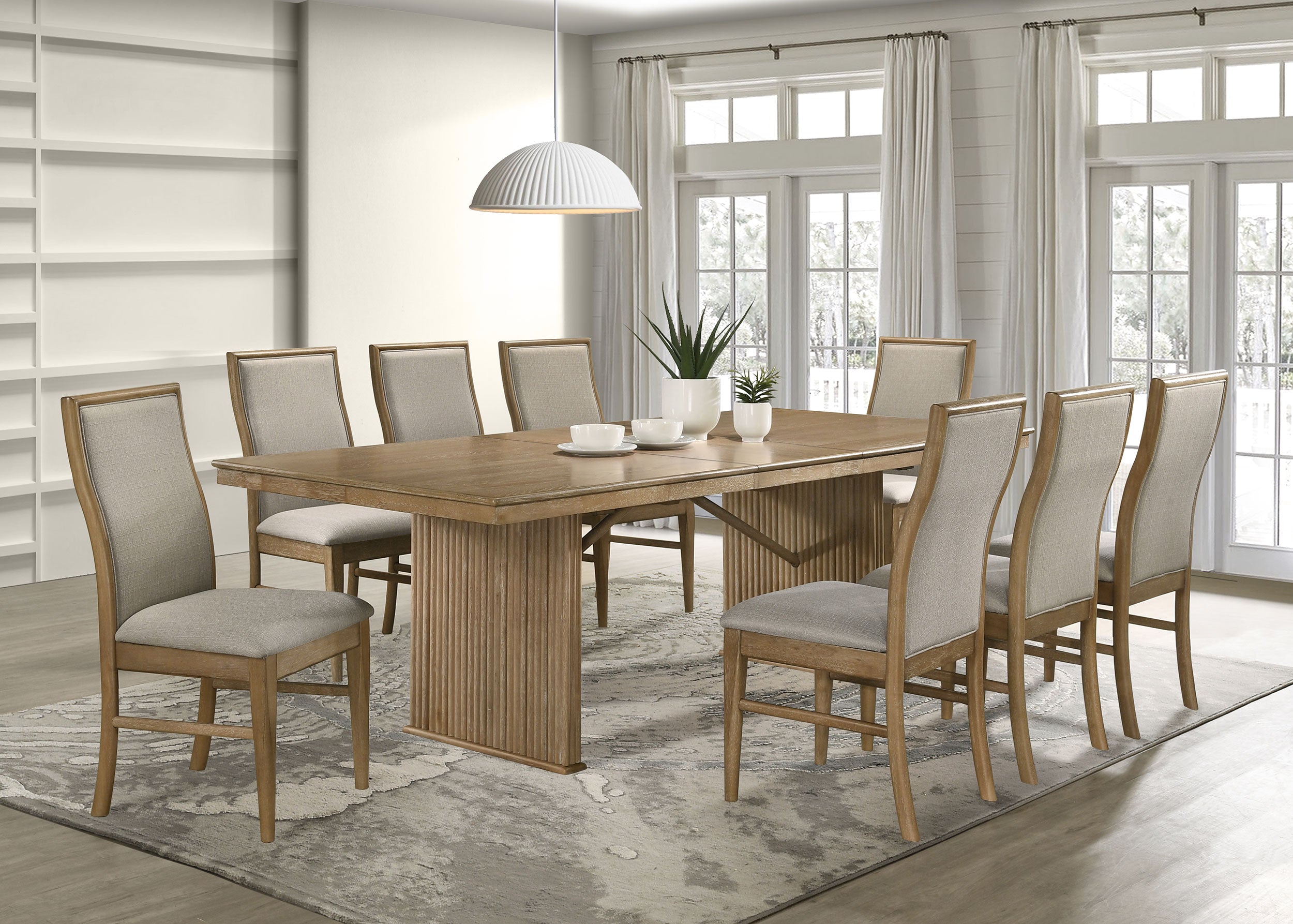 Adina 89-inch Extension Dining Table Distressed Light Brown — view 14