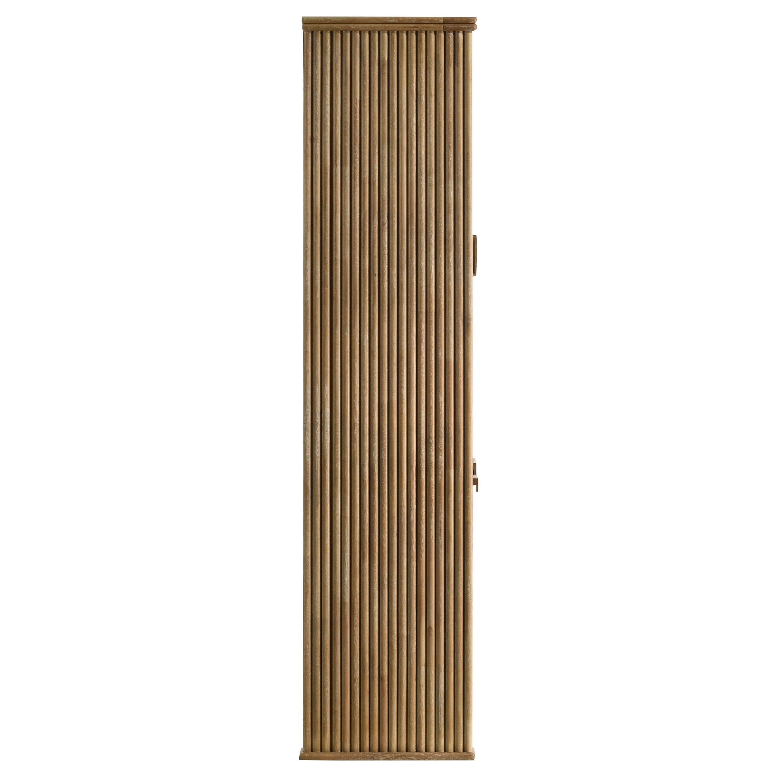 Adina 77-inch Tall Display Cabinet Distressed Light Brown — view 11