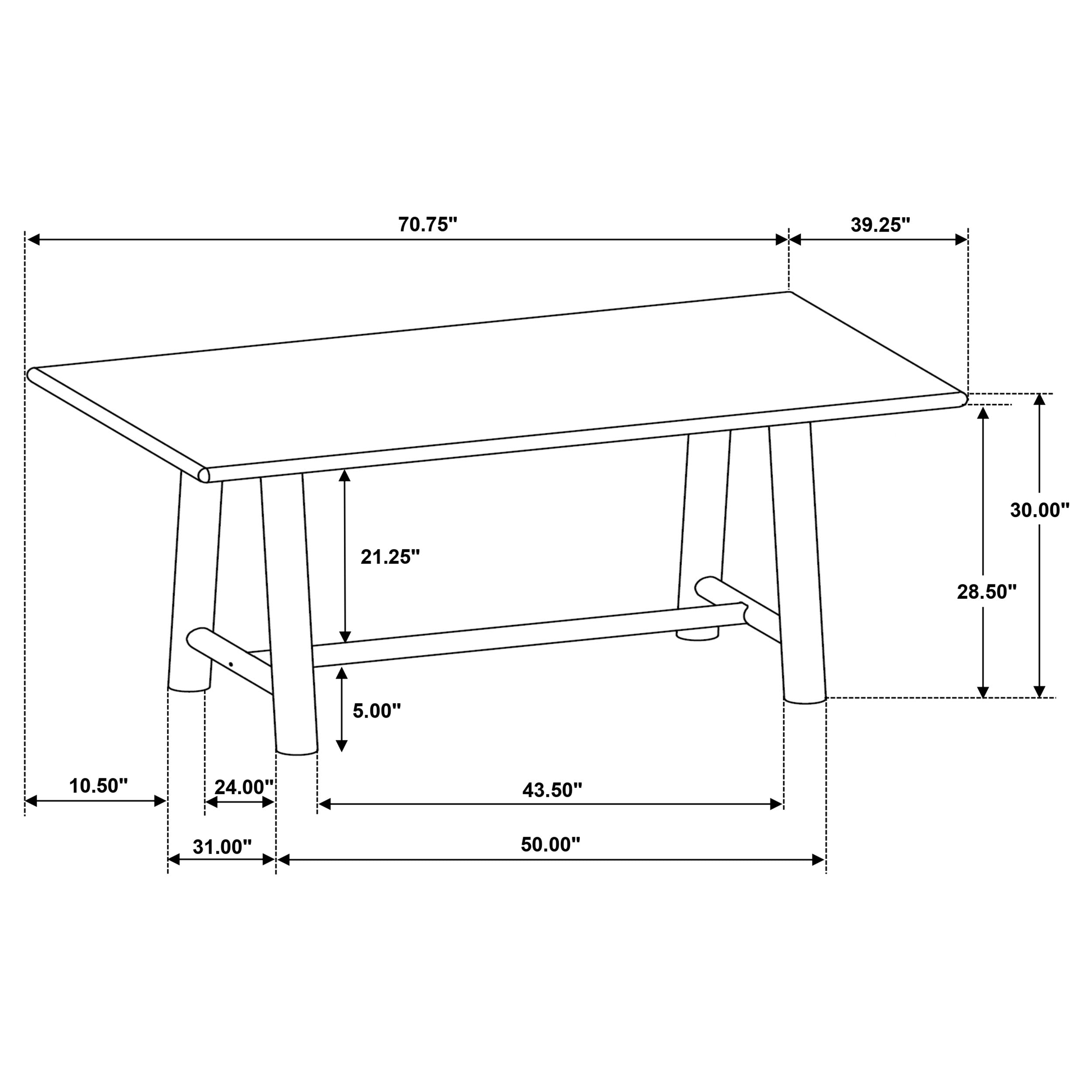 Duncan 71-inch Rectangular Wood Dining Room Table Washed Oak — view 9