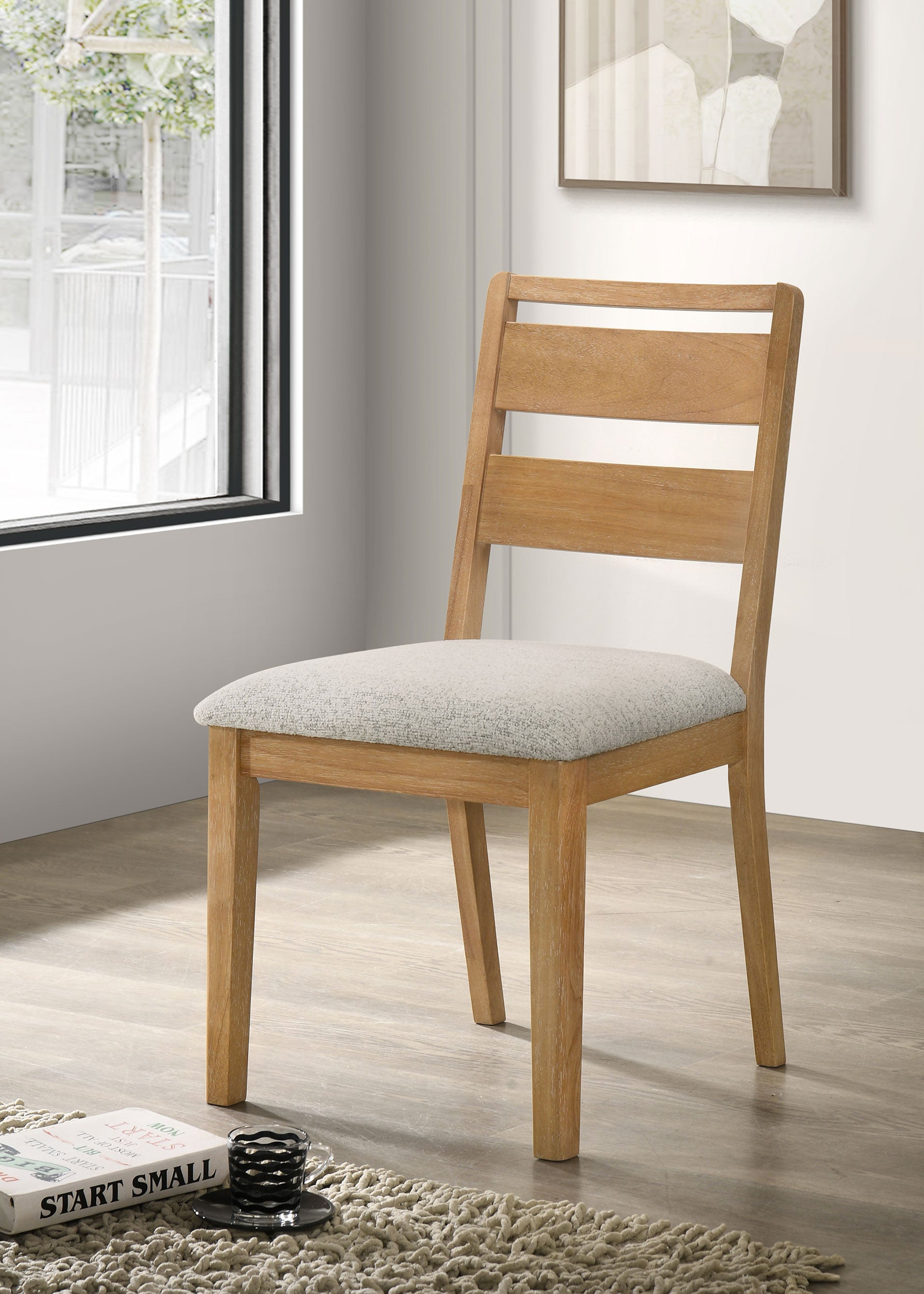 Duncan Ladder Back Dining Side Chair Washed Oak (Set of 2) — view 2
