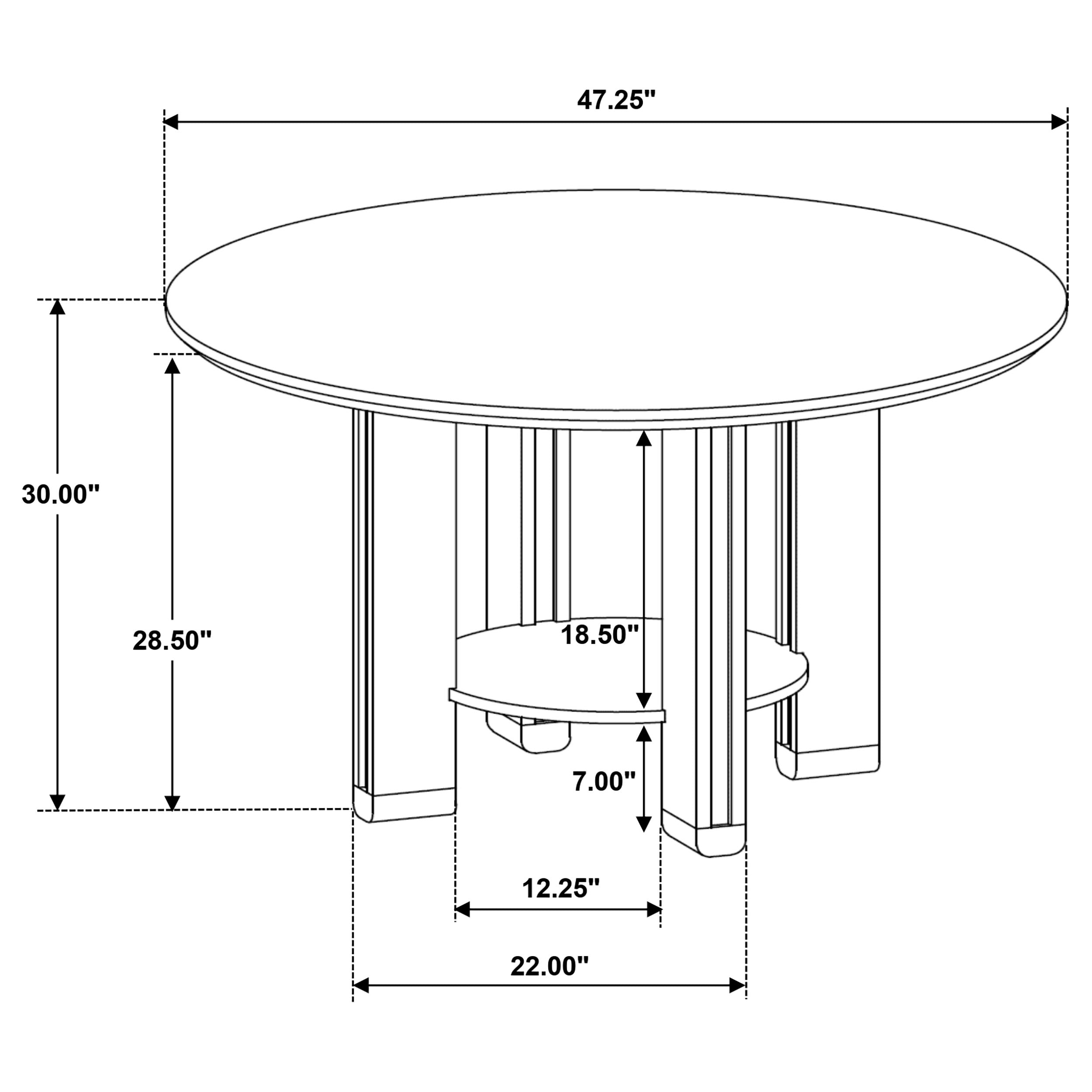 Ottowa 47-inch Round Wood Dining Table with Shelf Brown — view 7