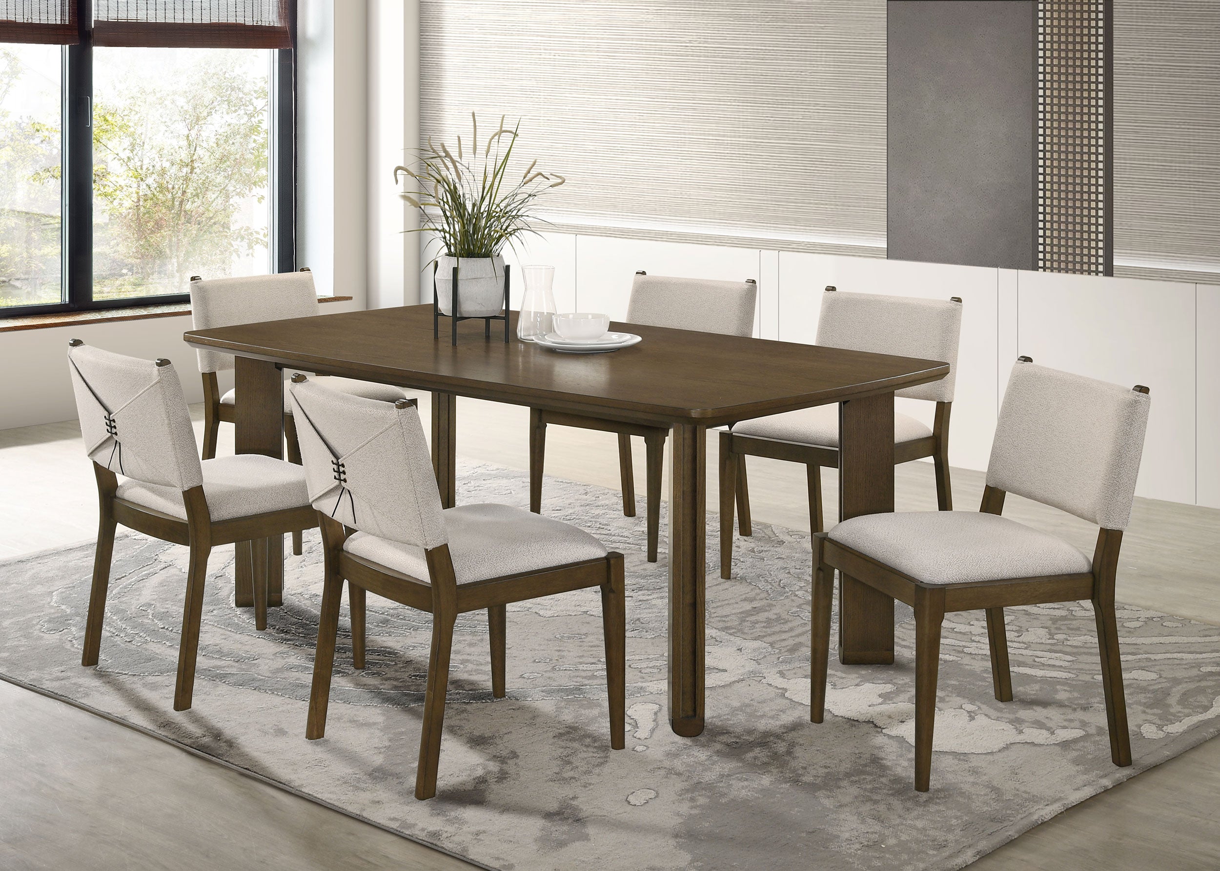 Ottowa 7-piece Rectangular Wood Dining Room Table Set Brown — view 1