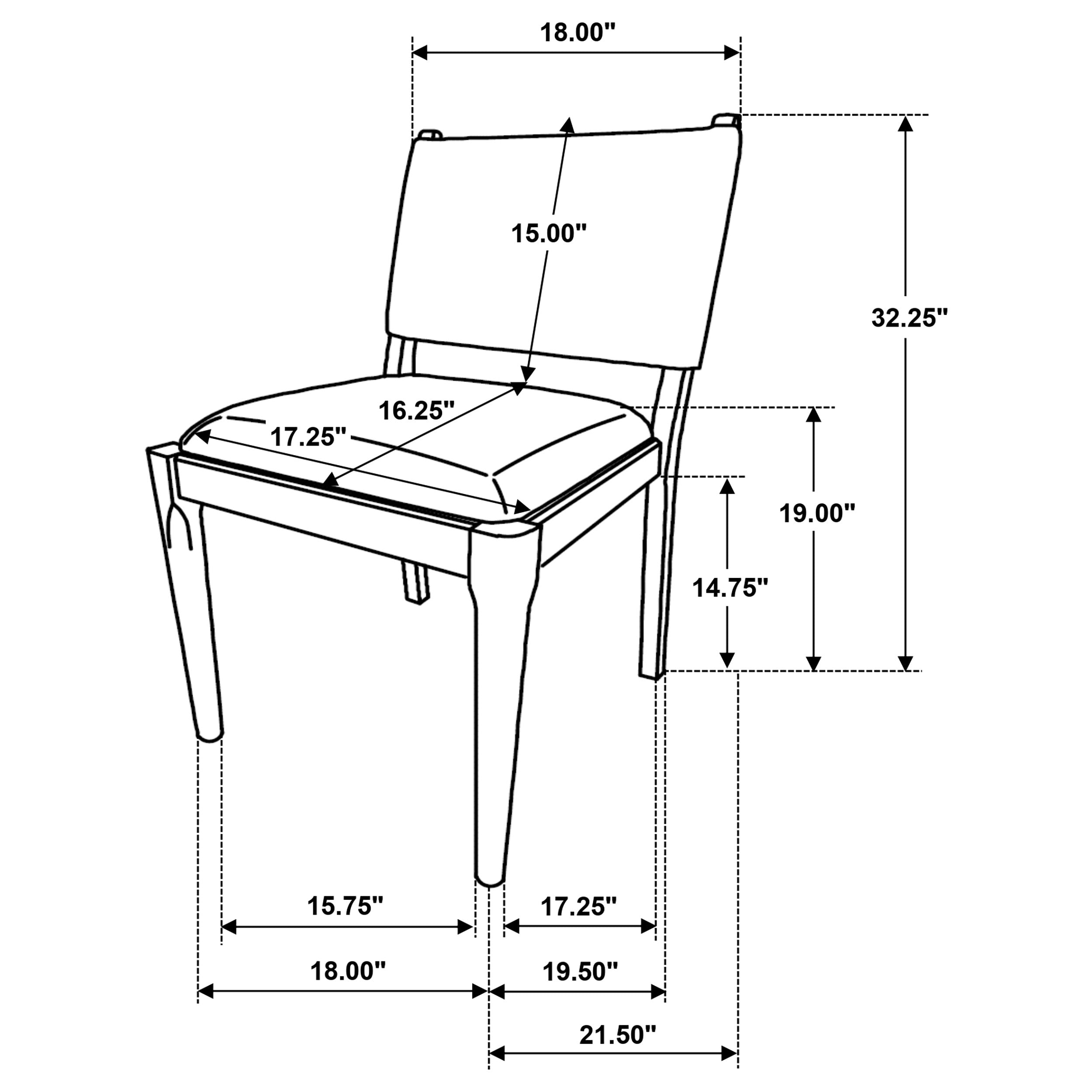 Ottowa Upholstered Dining Side Chair Brown (Set of 2) — view 14