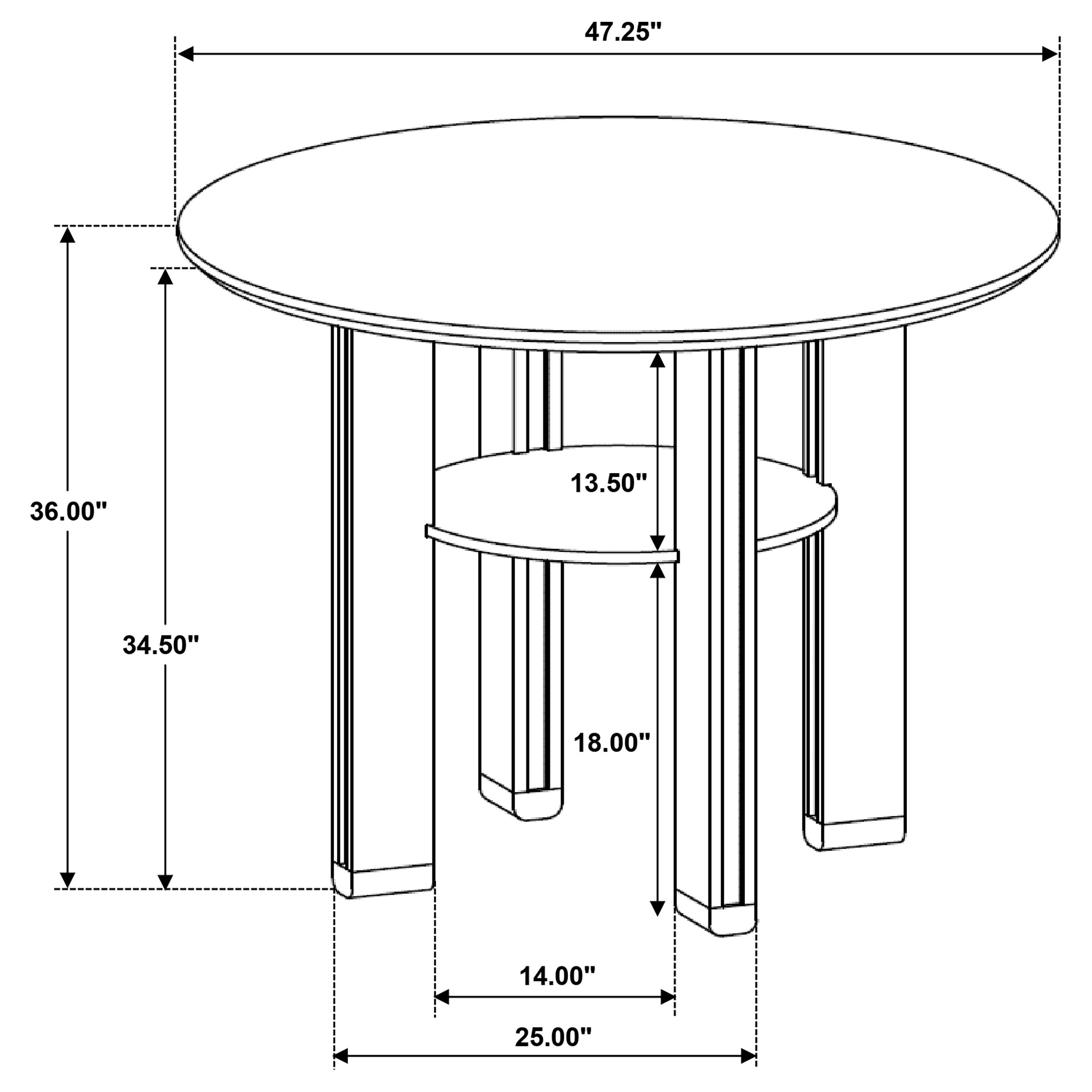 Ottowa 47-inch Round Counter Height Dining Table Brown — view 7