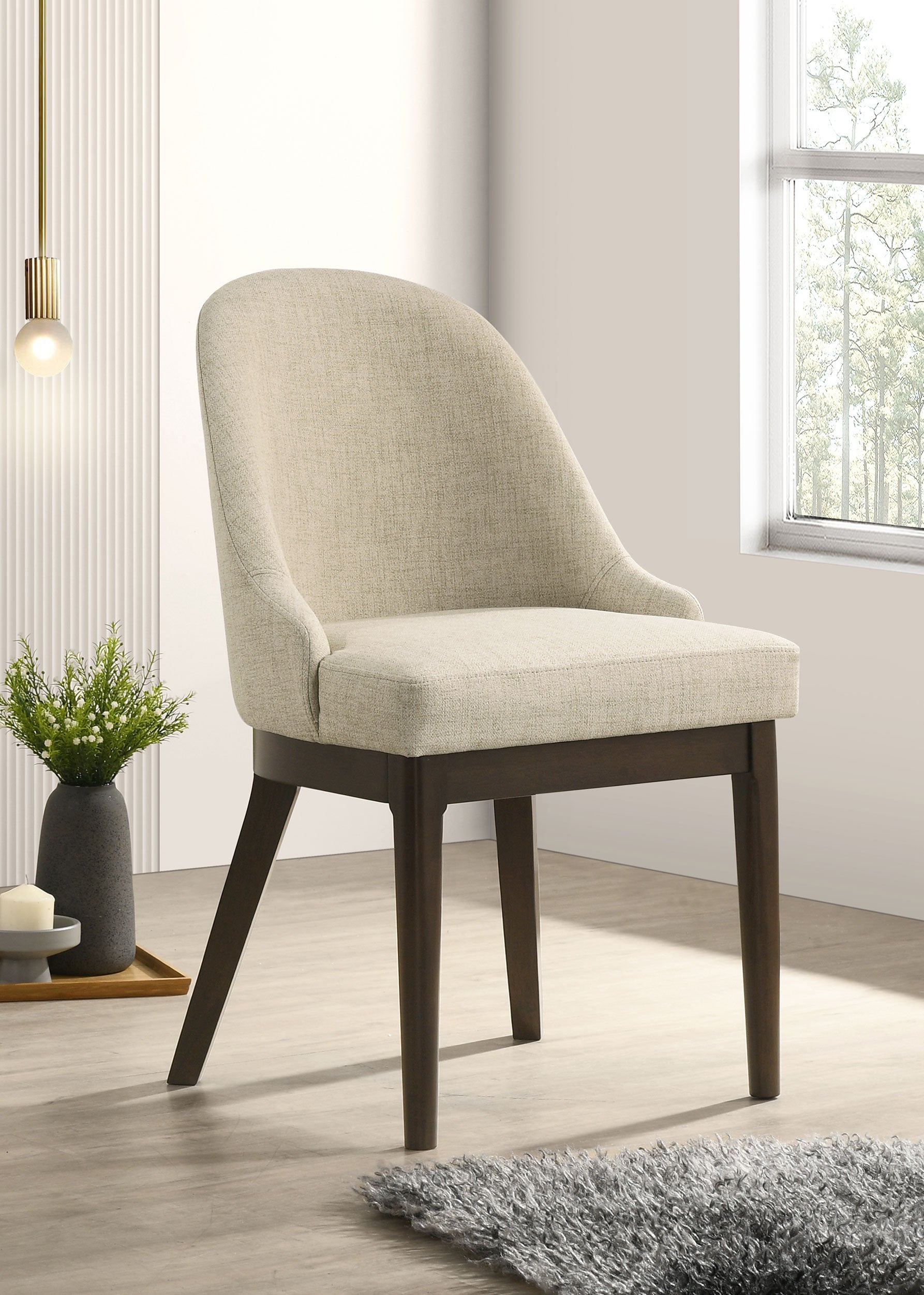Reseda Upholstered Dining Side Chair Beige (Set of 2) — view 2