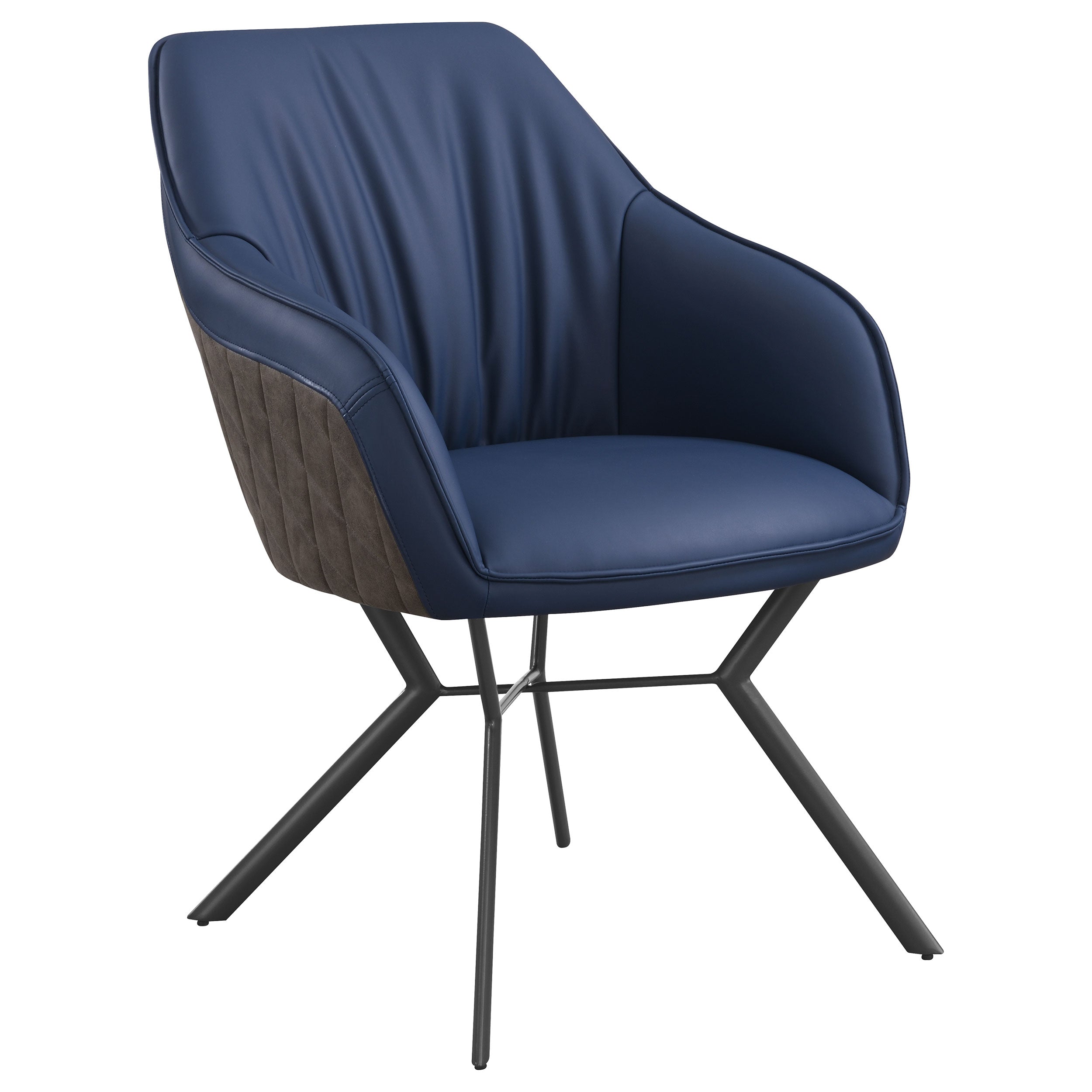 Mayer Upholstered Dining Arm Chair Blue and Brown (Set of 2) — view 3