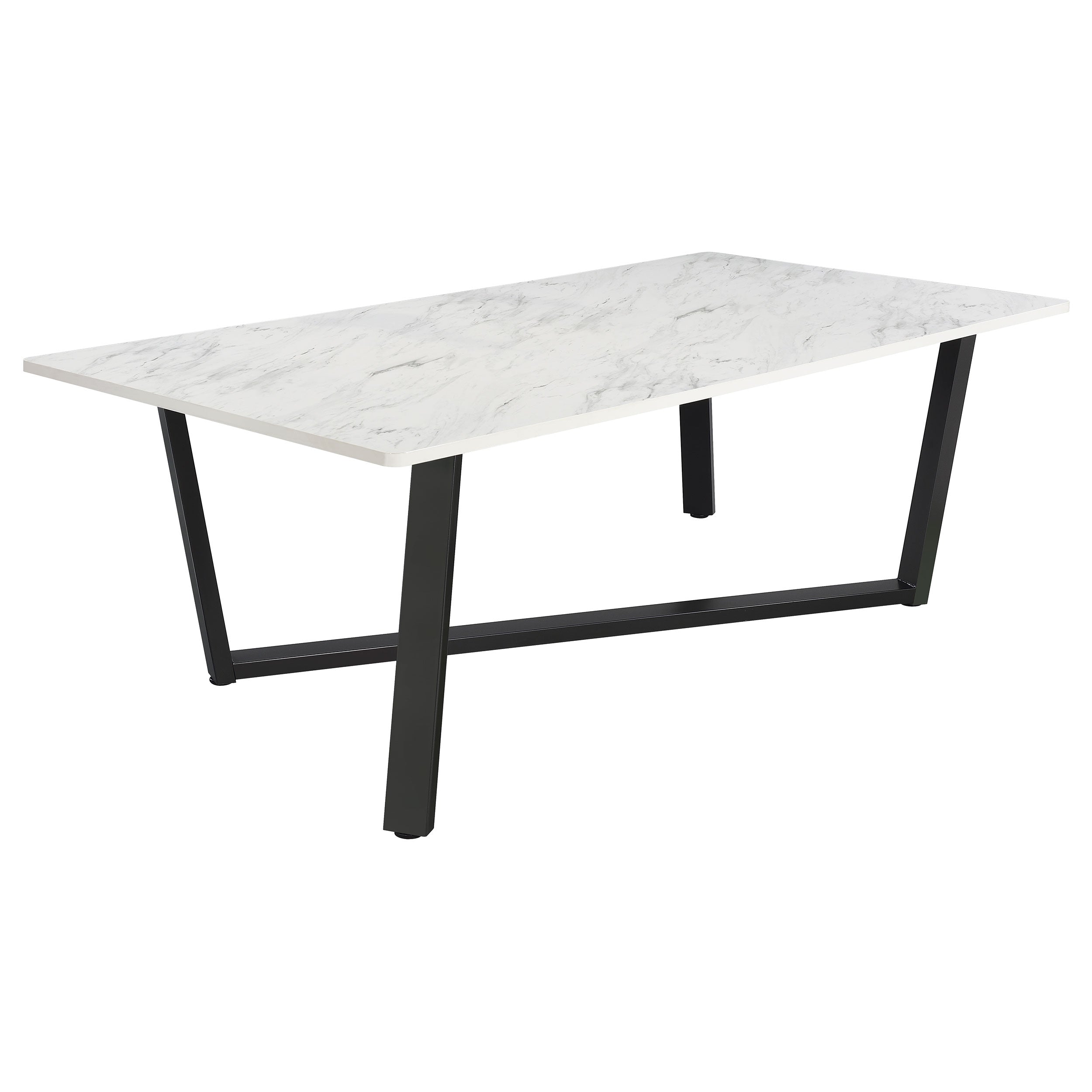Mayer Rectangular 87-inch Faux Marble Dining Table White — view 1