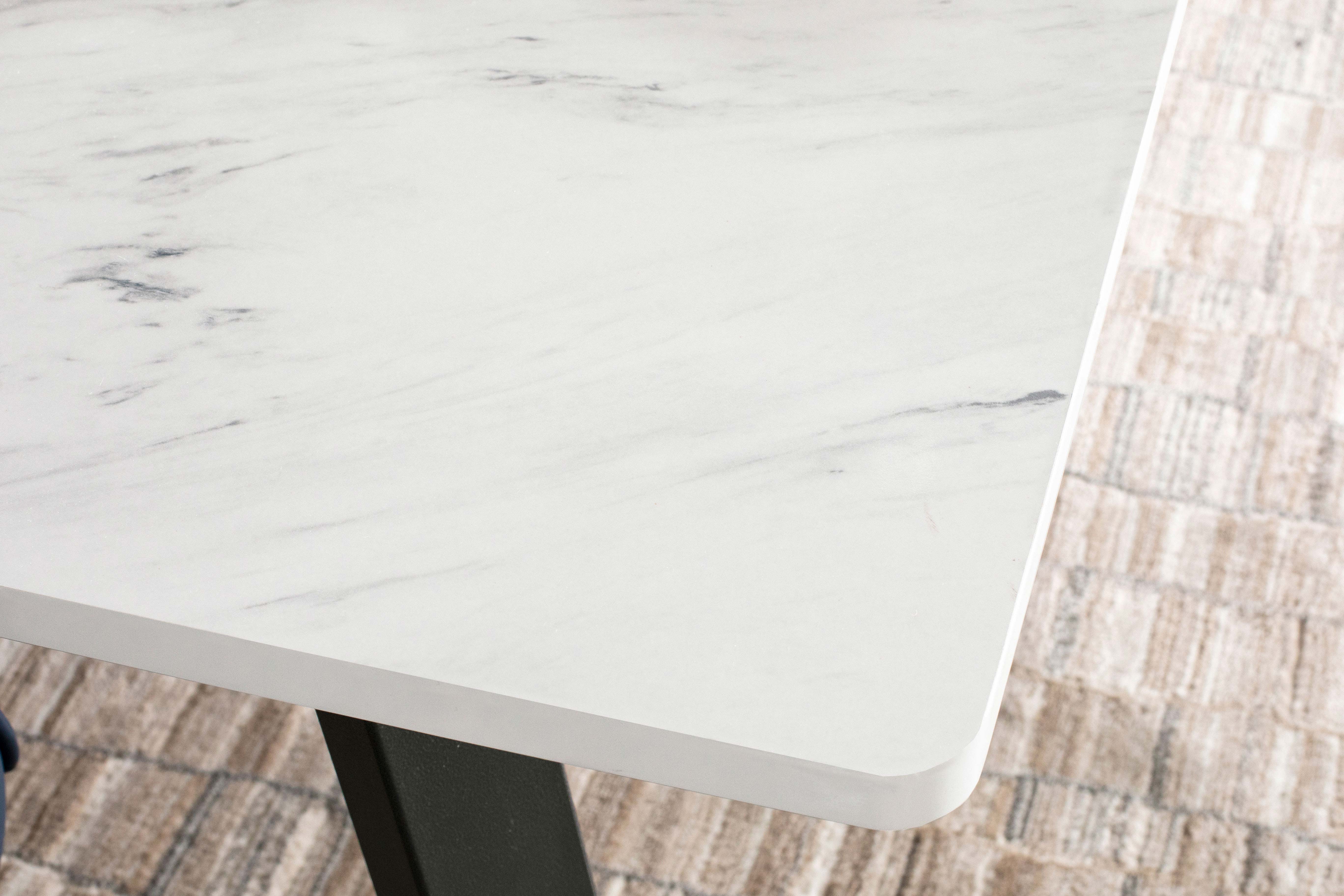 Mayer Rectangular 87-inch Faux Marble Dining Table White — view 7