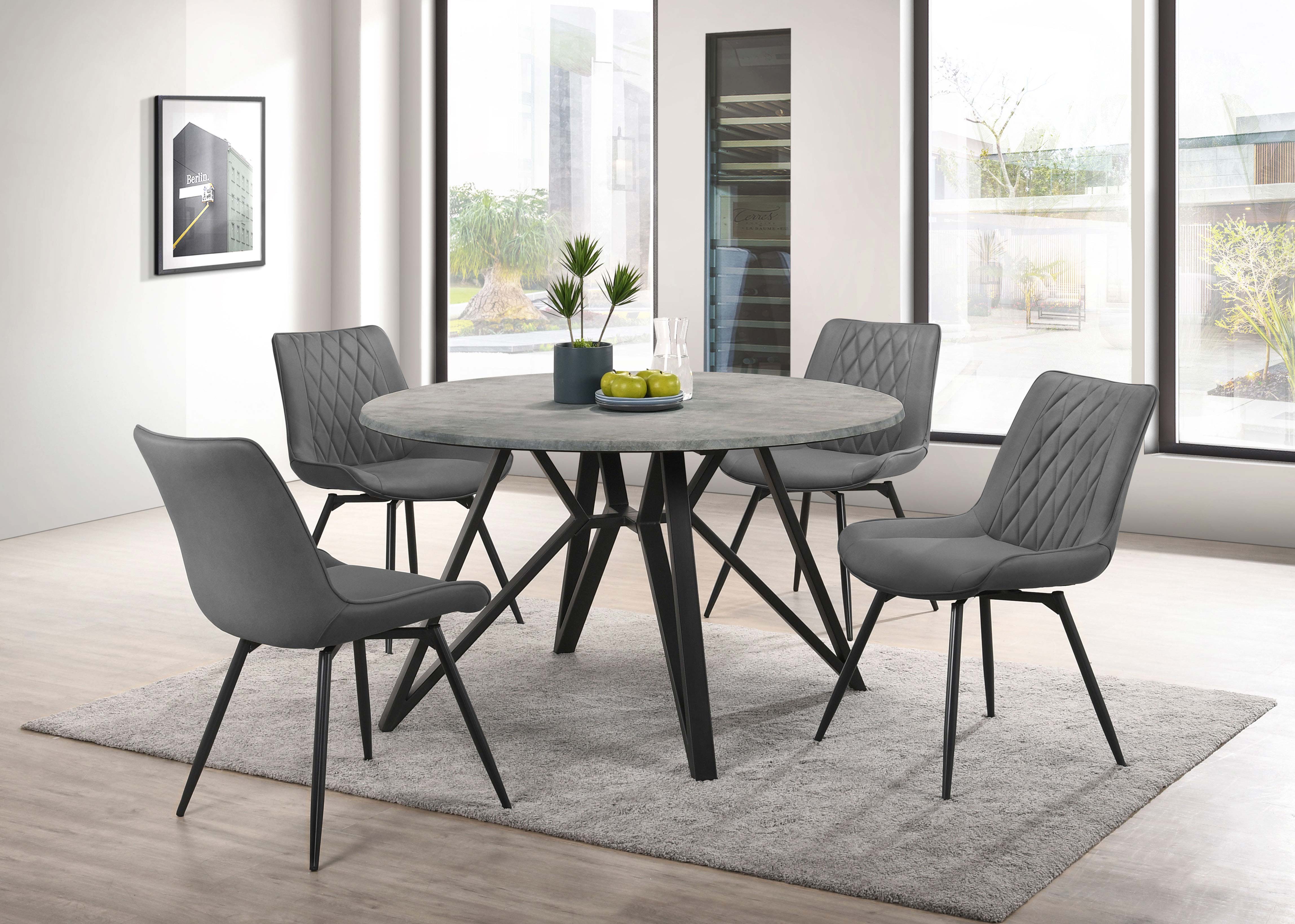 Neil 5-piece Round Dining Table Set Concrete Gunmetal — view 1