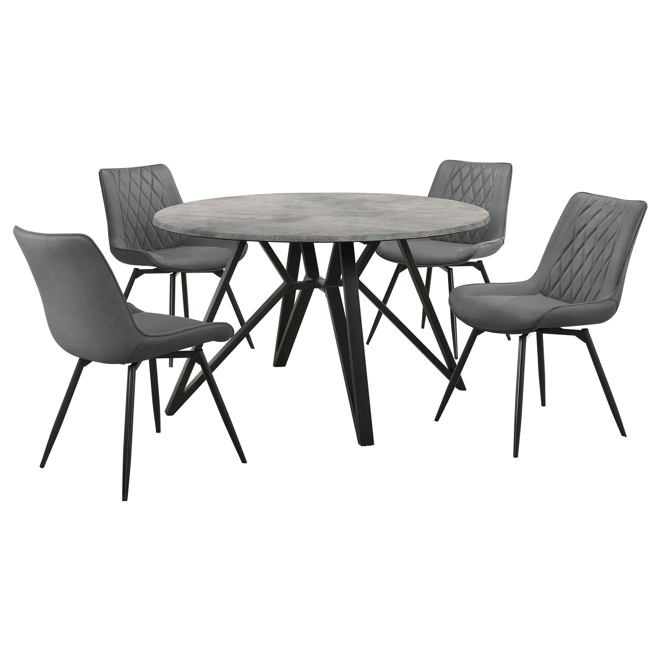 Neil 5-piece Round Dining Table Set Concrete Gunmetal — view 2