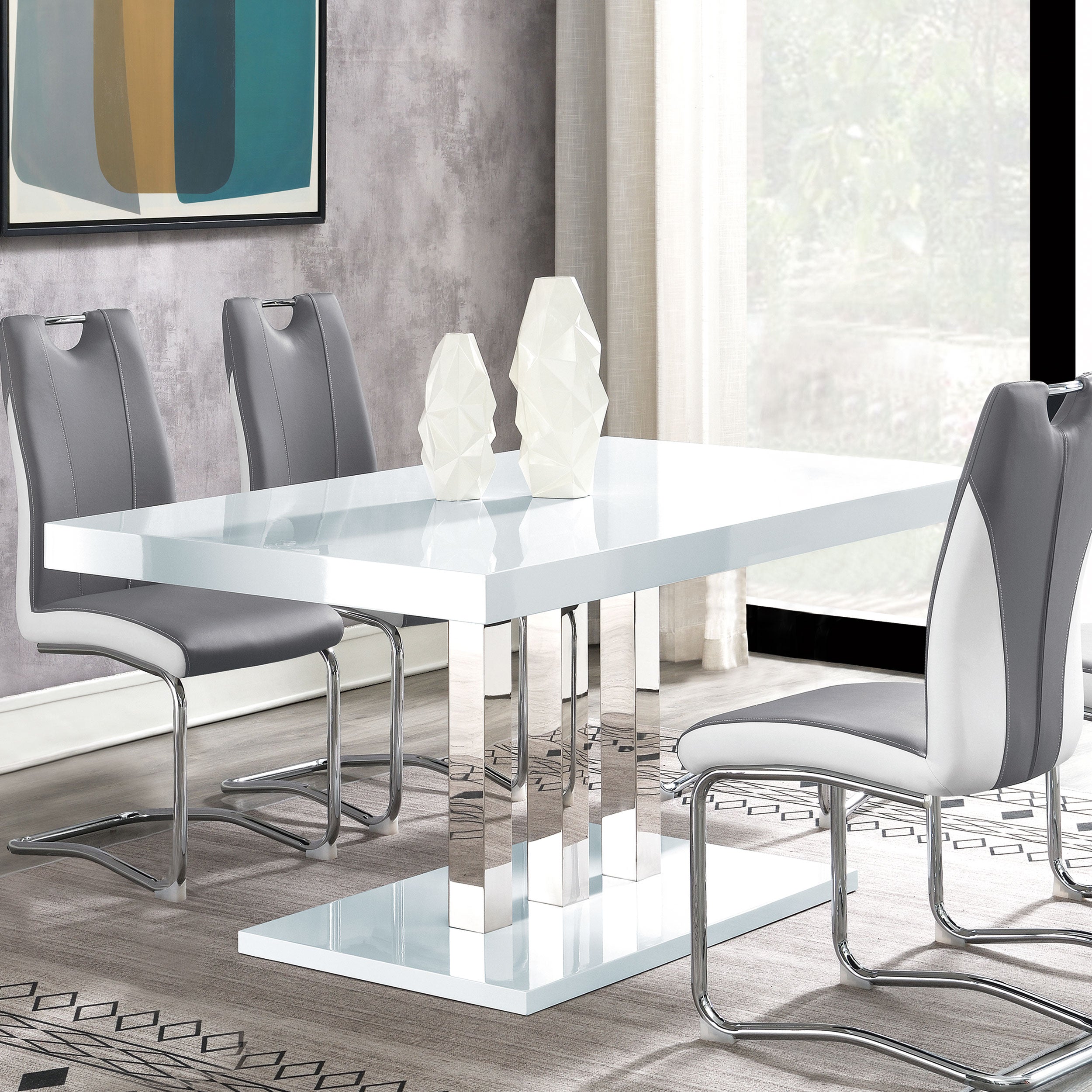 Brooklyn Rectangular 63-inch Dining Table White High Gloss — view 2