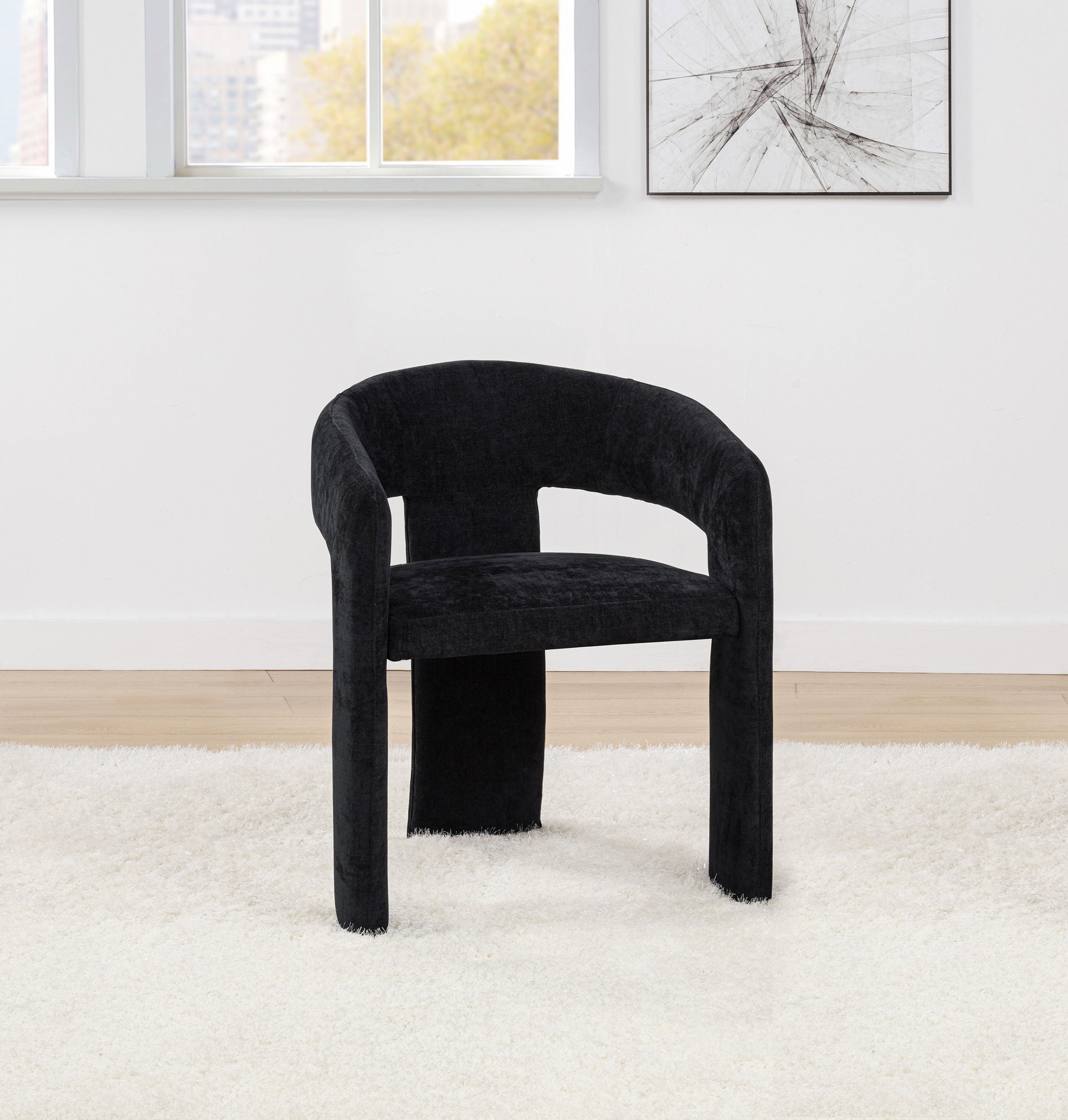 Carlow Upholstered Dining Arm Chair Black (Set of 2) — view 2