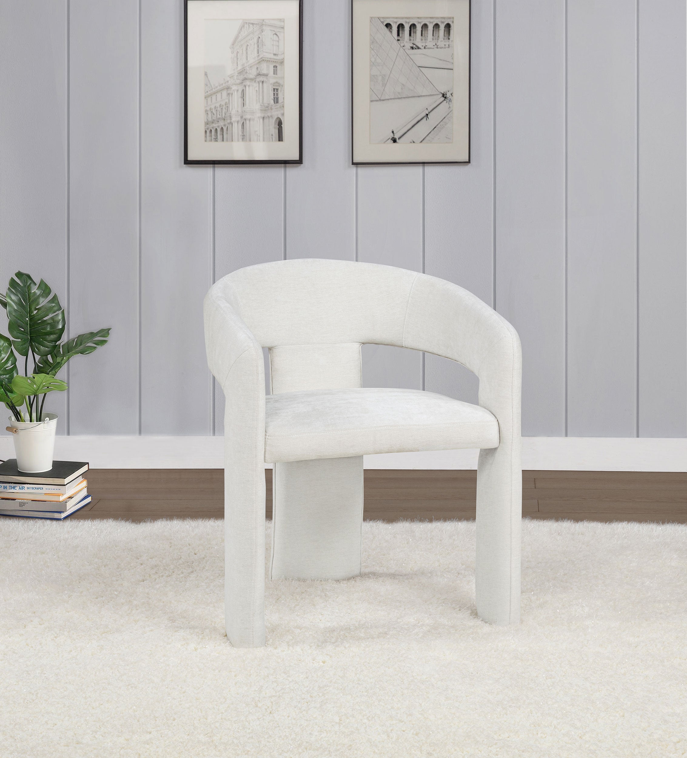 Carlow Upholstered Dining Arm Chair White (Set of 2) — view 2