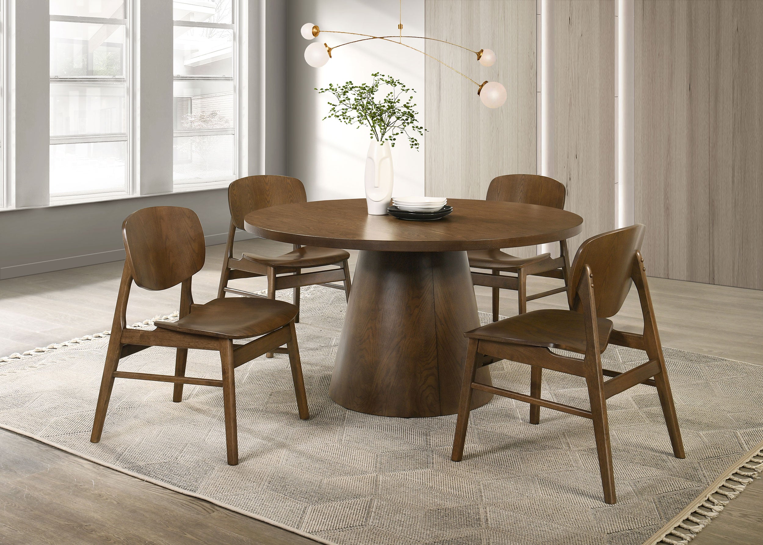 Franklin 54-inch Round Wood Pedestal Base Dining Table Dark Brown — view 7